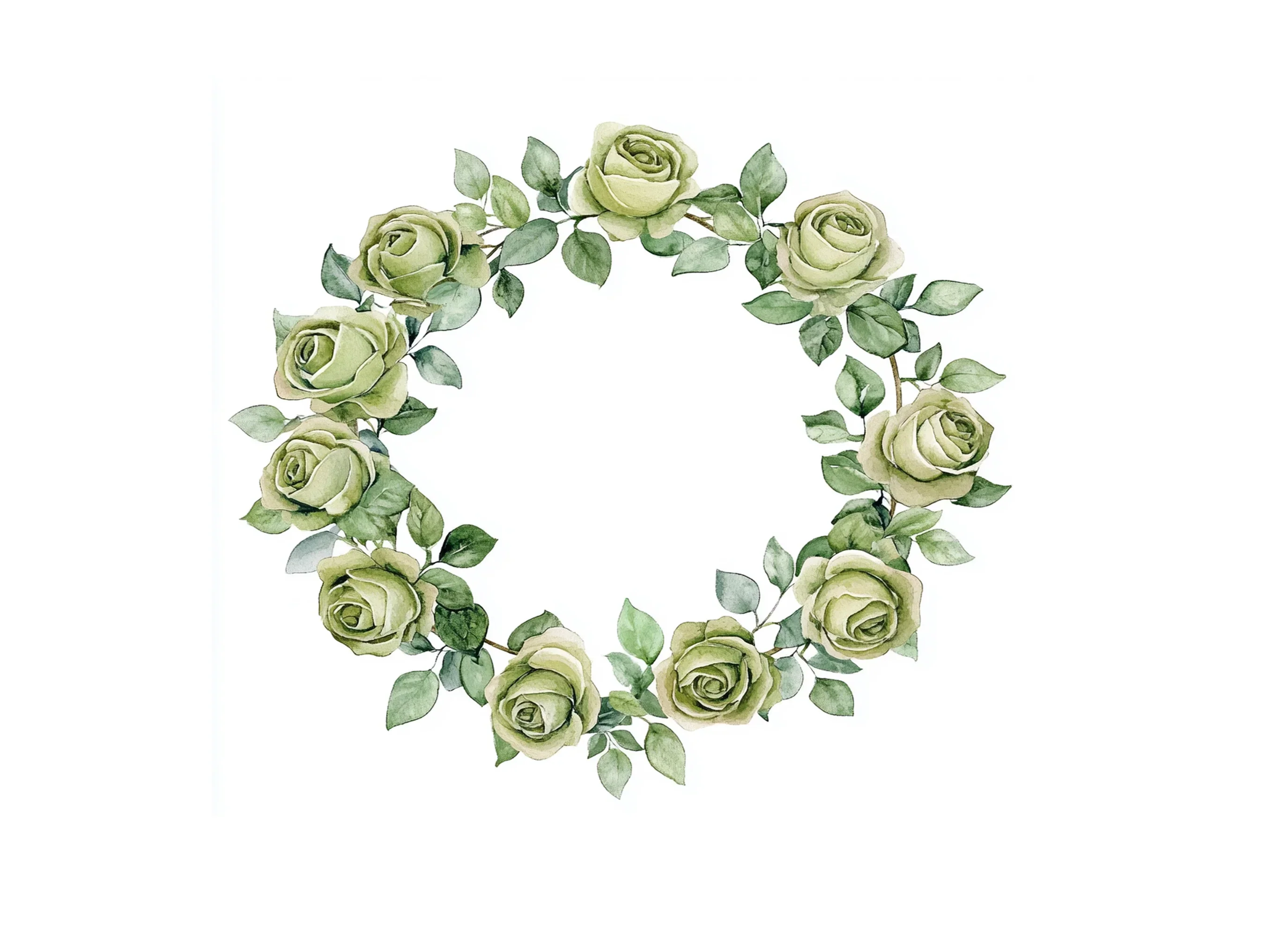 Green Rose Wreath Clipart Bundle - Image 2