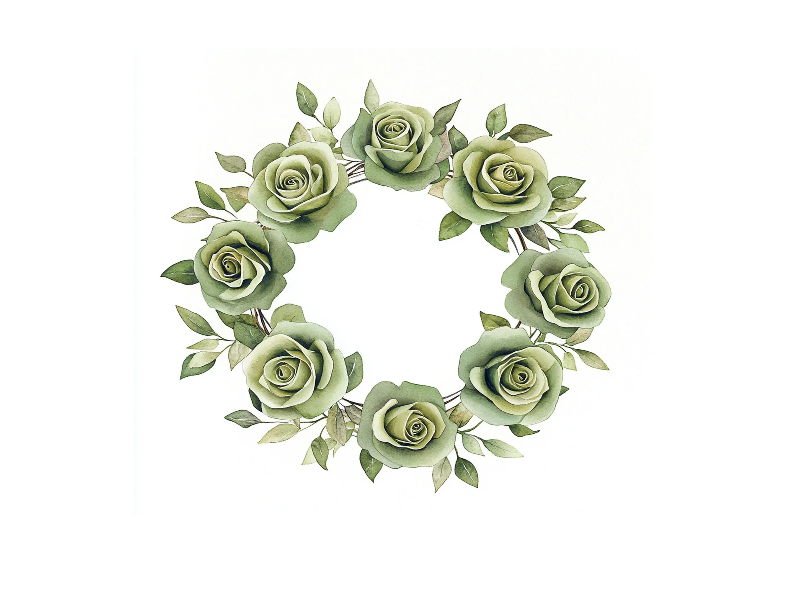 Green Rose Wreath Clipart Bundle - Image 3