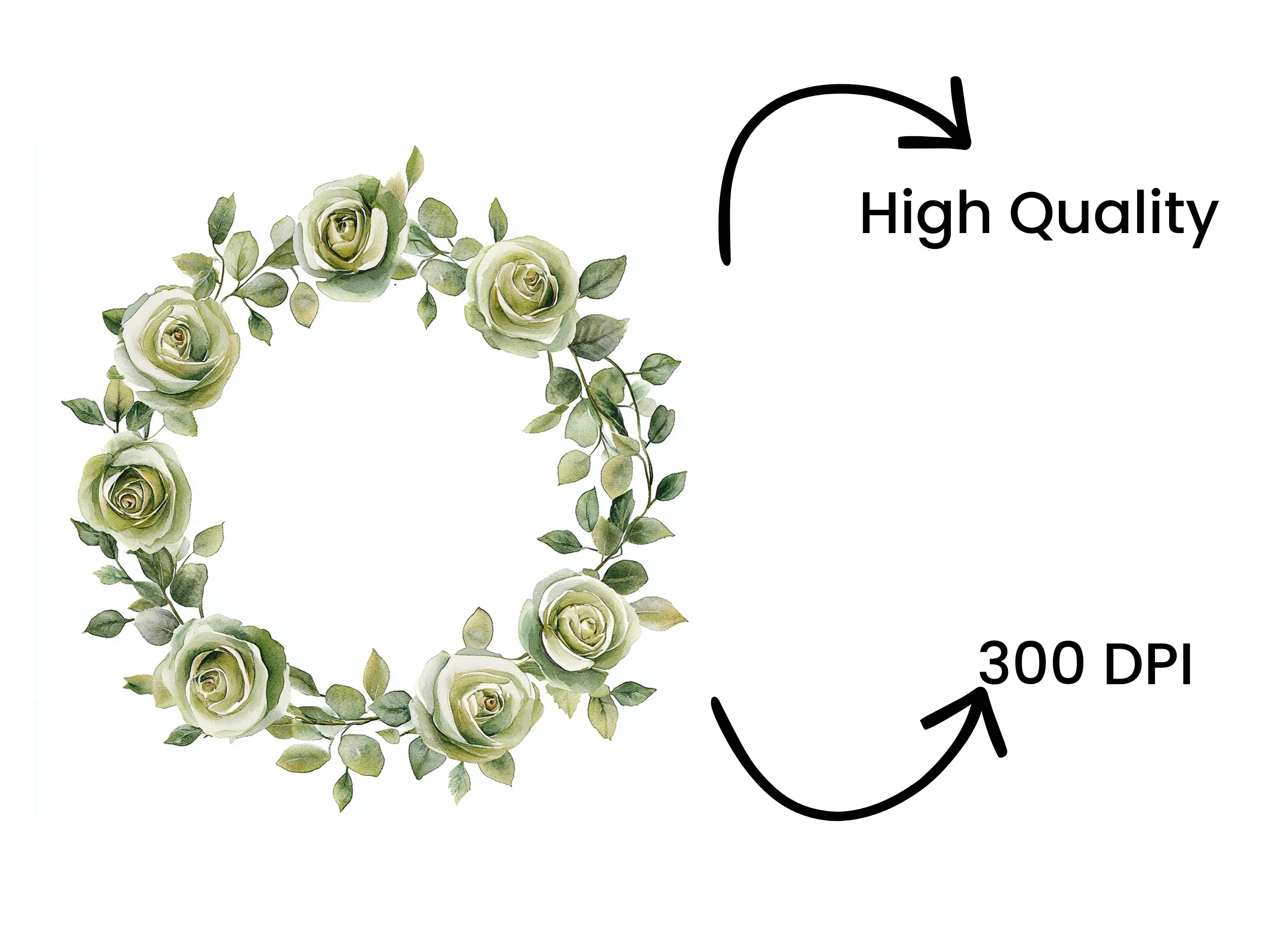 Green Rose Wreath Clipart Bundle - Image 4