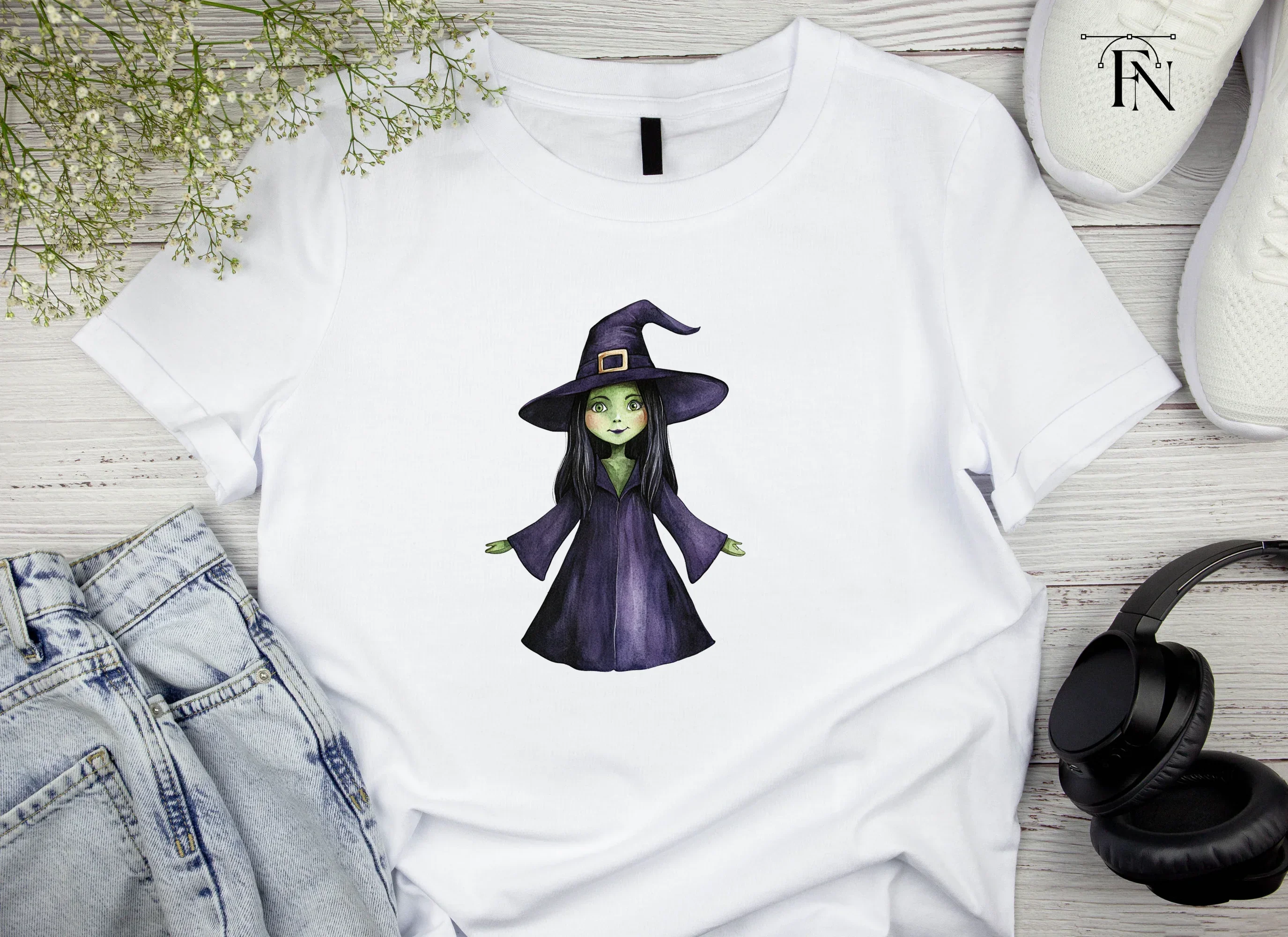 Green Skinned Witch Halloween Clipart Bundle - Image 5