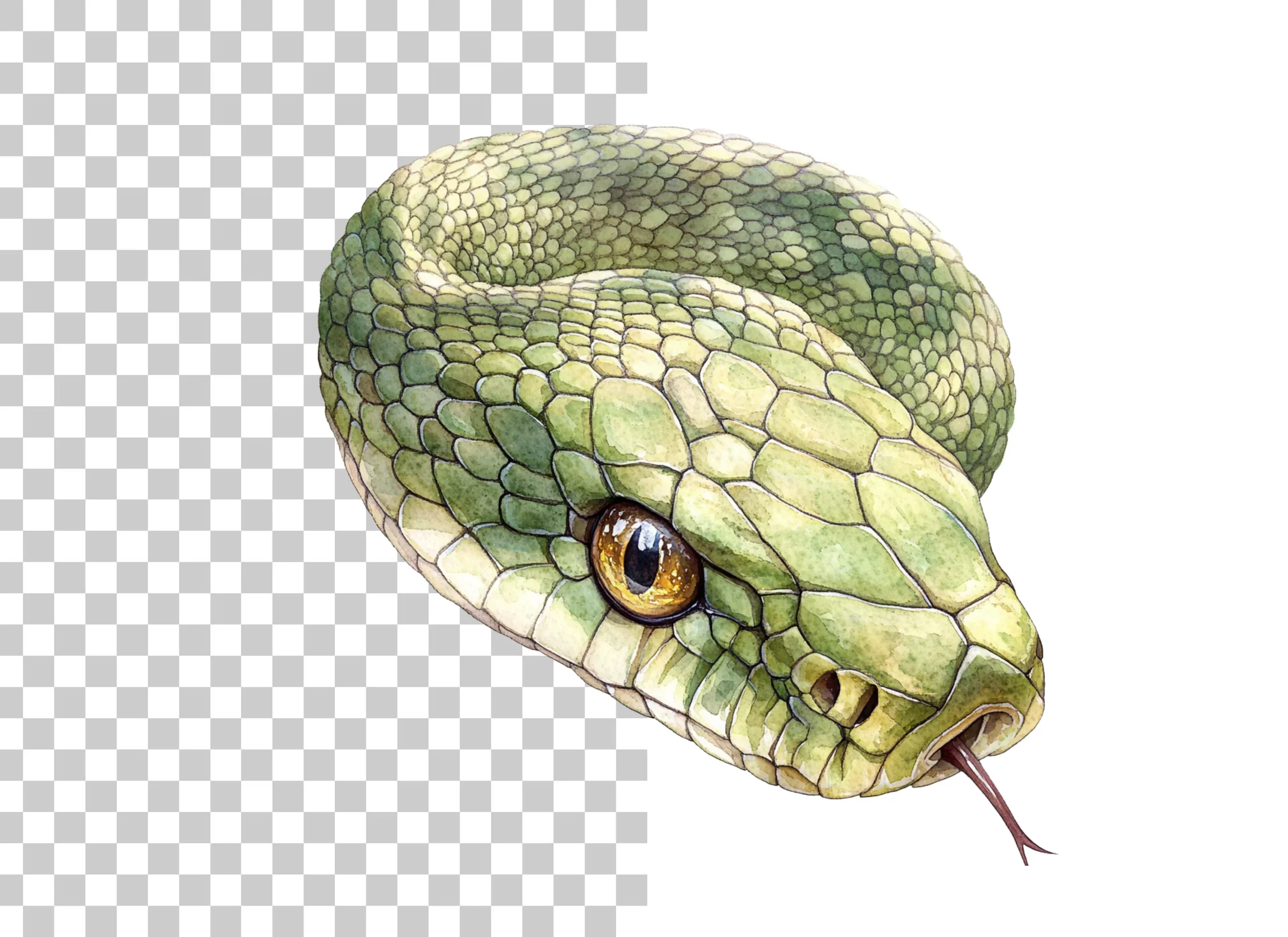 Green Snake Head and Body Clipart Bundle - Image 2