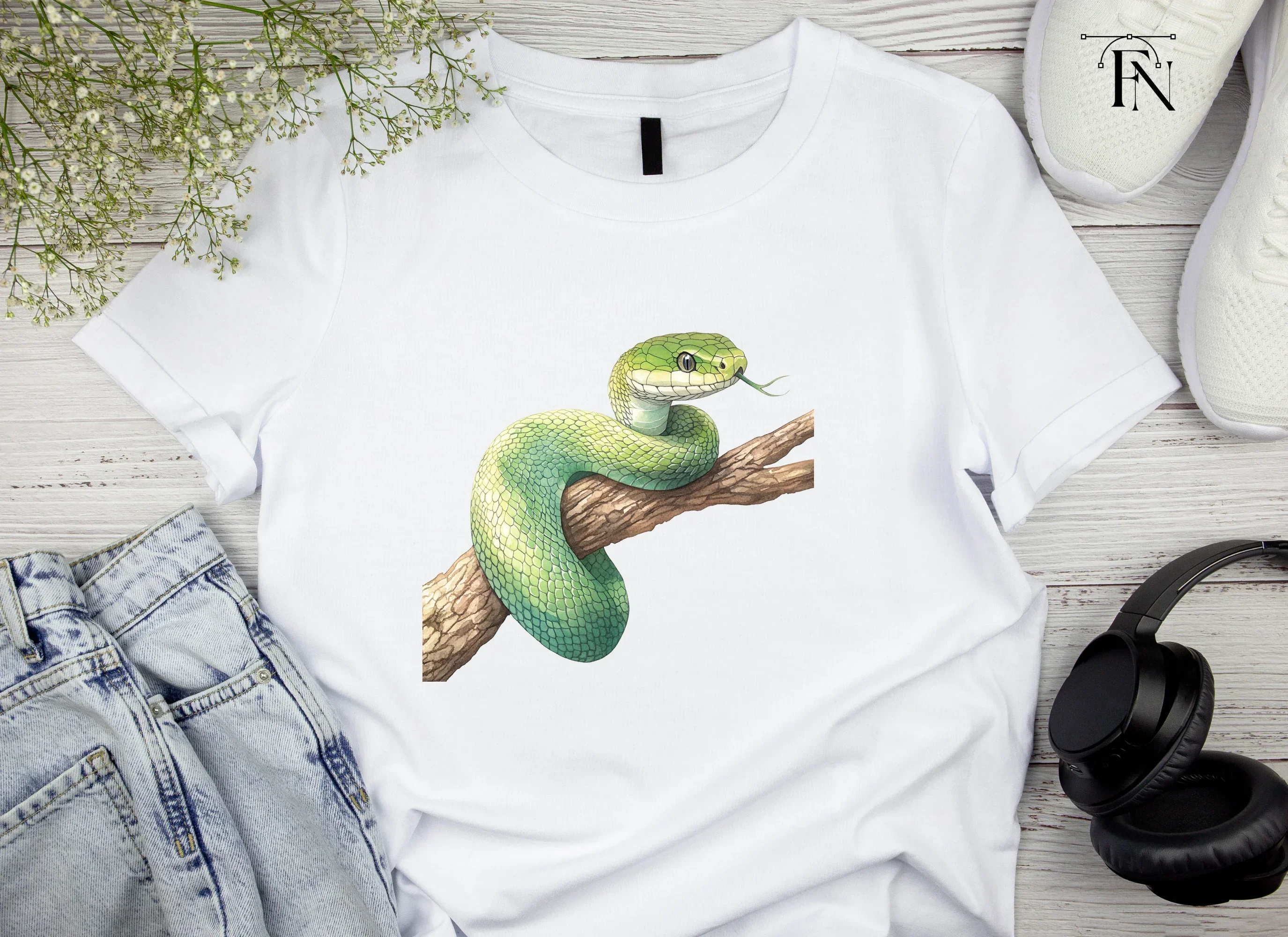 Green Snake on Branch Clipart Bundle - Image 4