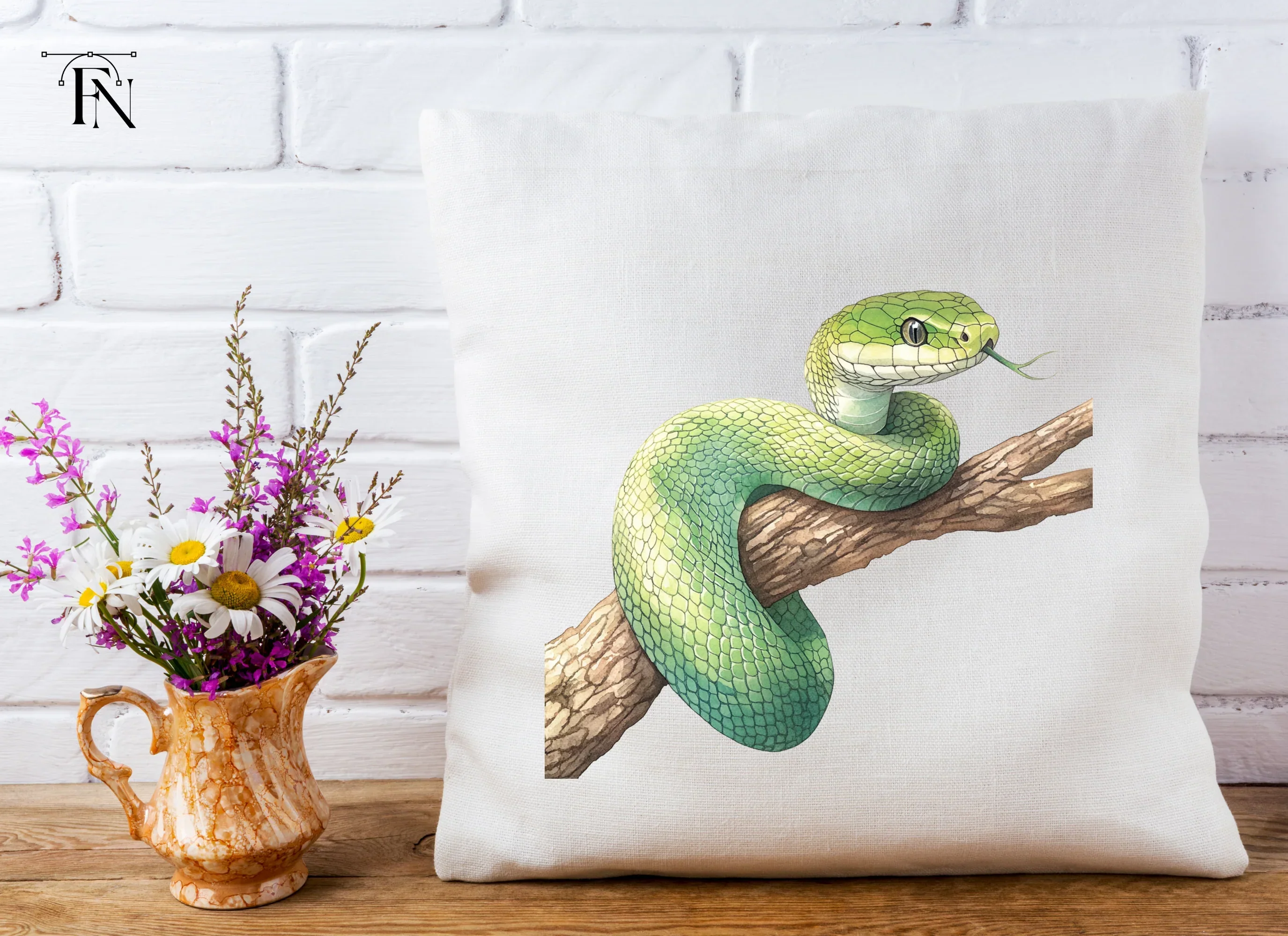 Green Snake on Branch Clipart Bundle - Image 5
