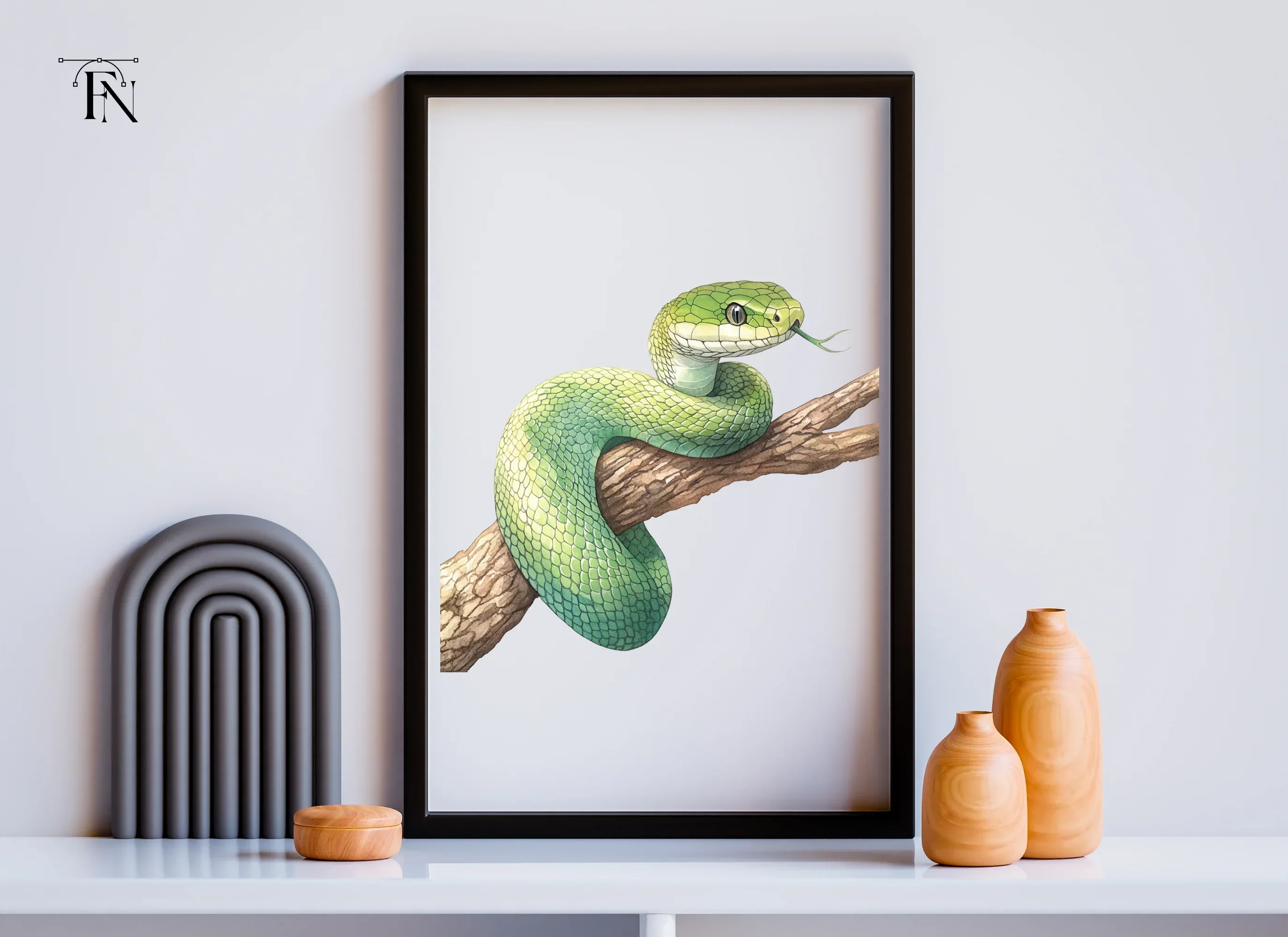 Green Snake on Branch Clipart Bundle - Image 6