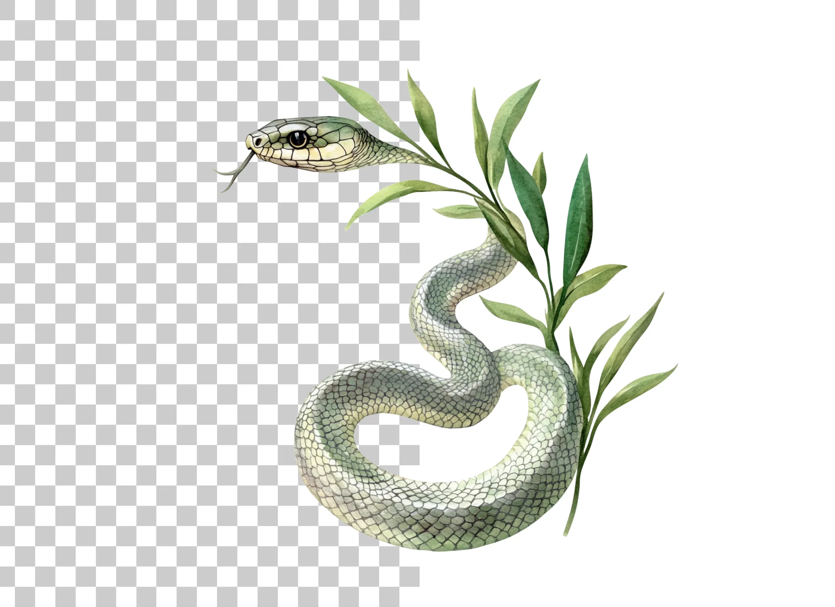 Green Snake with Olive Branch Clipart Bundle - Image 3