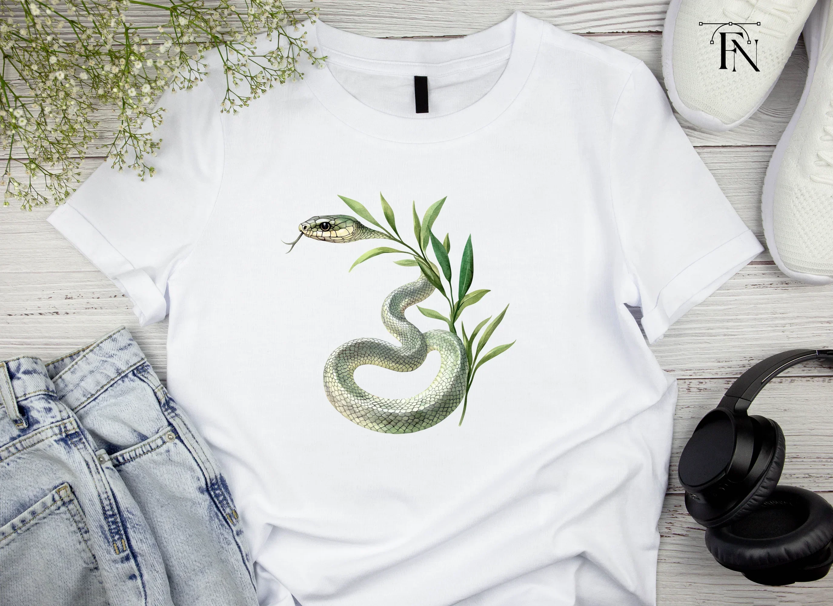 Green Snake with Olive Branch Clipart Bundle - Image 4