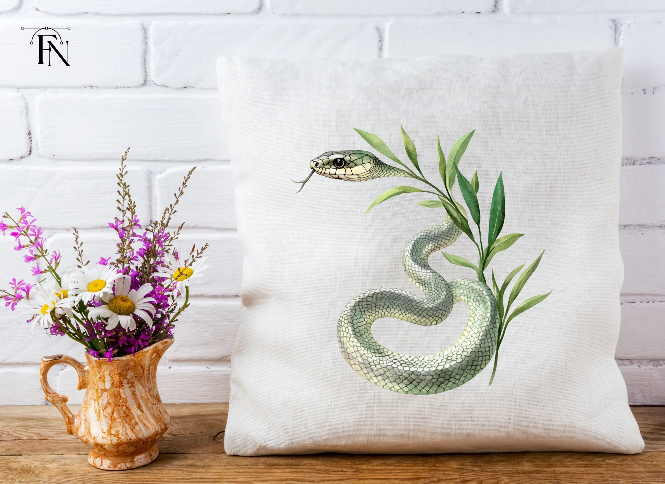 Green Snake with Olive Branch Clipart Bundle - Image 6