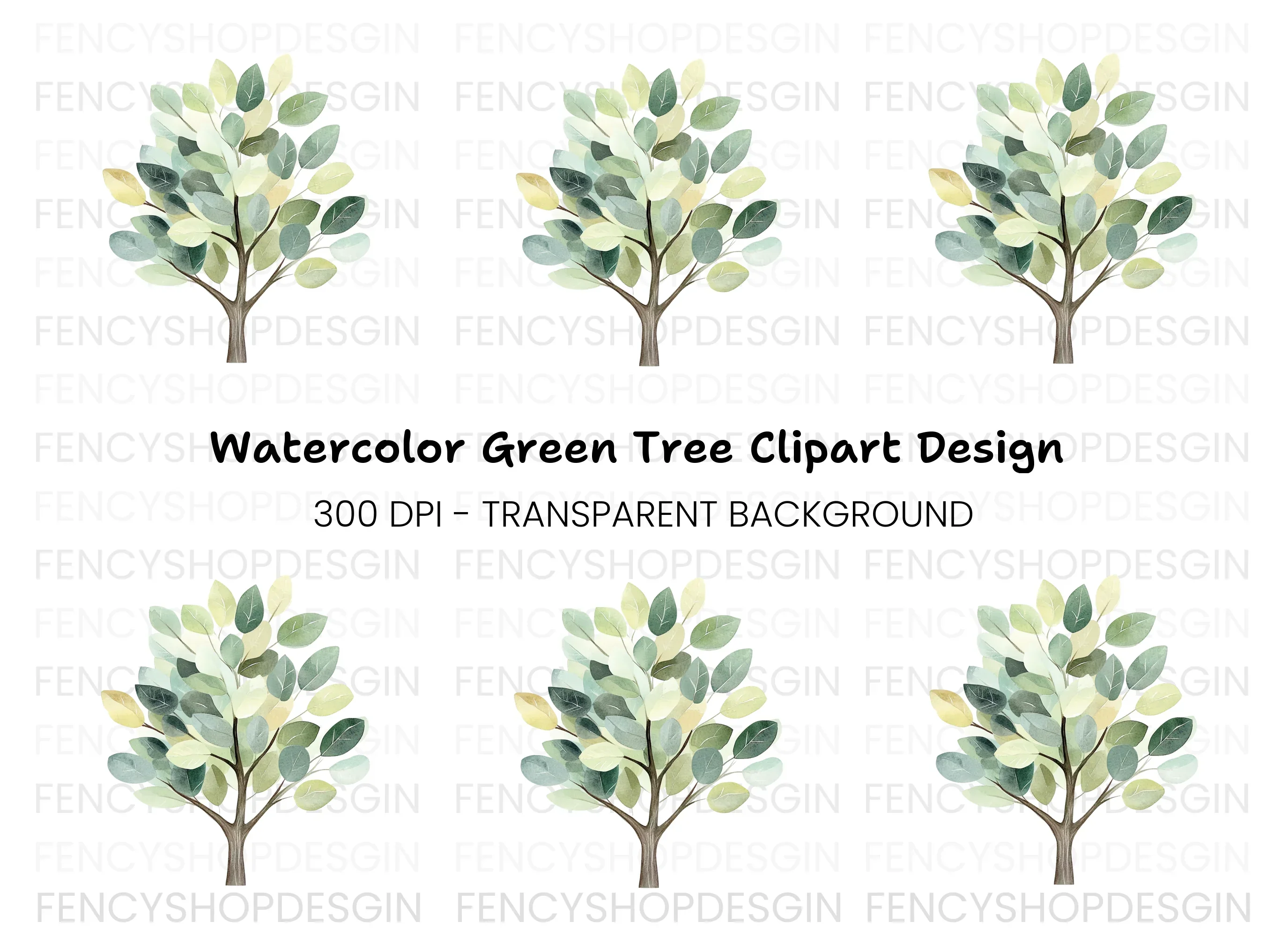 Green Tree Clipart Bundle