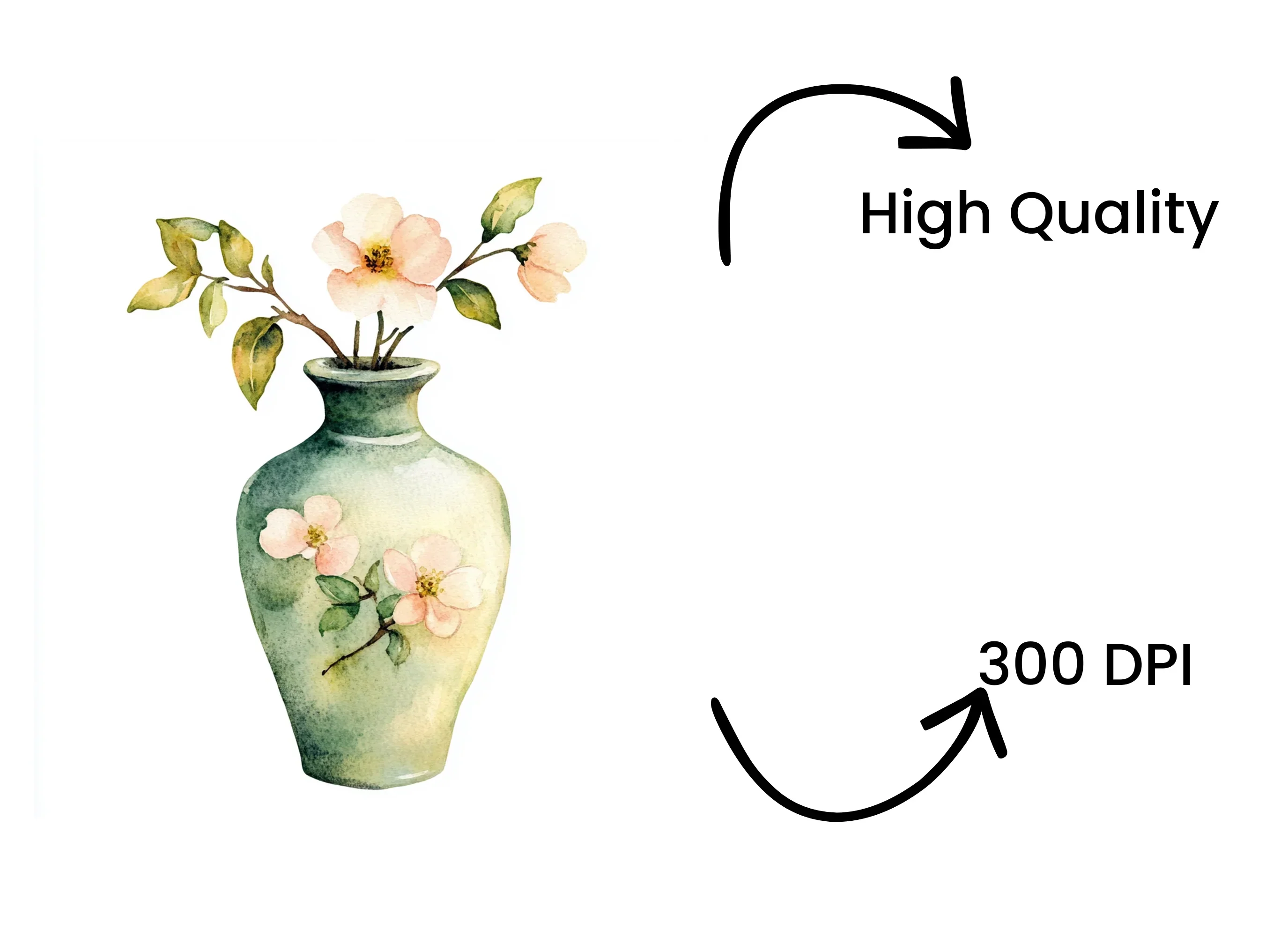 Green Vase Cherry Blossom Clipart Bundle - Image 4