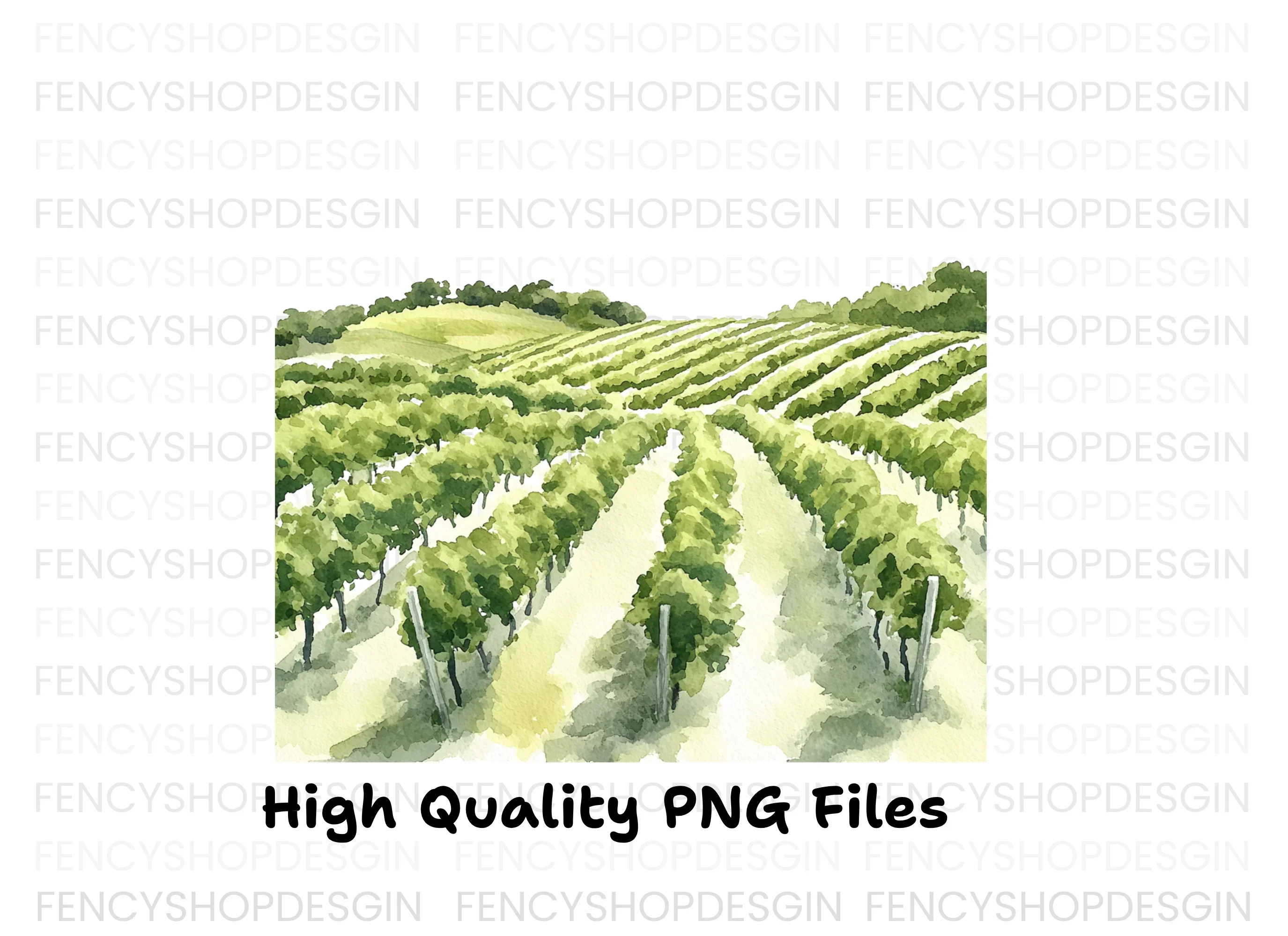 Green Vineyard Rows Clipart Bundle - Image 2