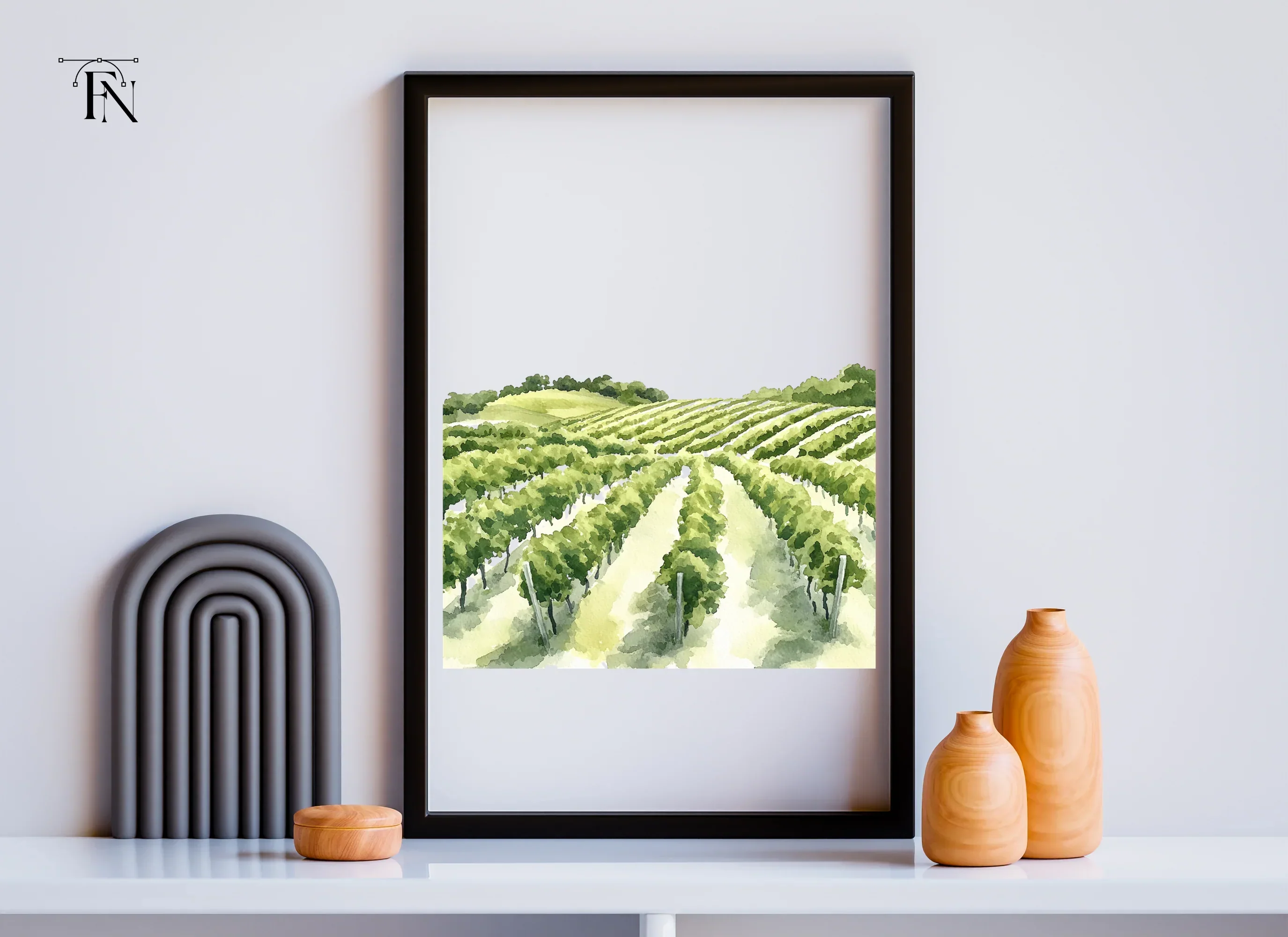 Green Vineyard Rows Clipart Bundle - Image 3
