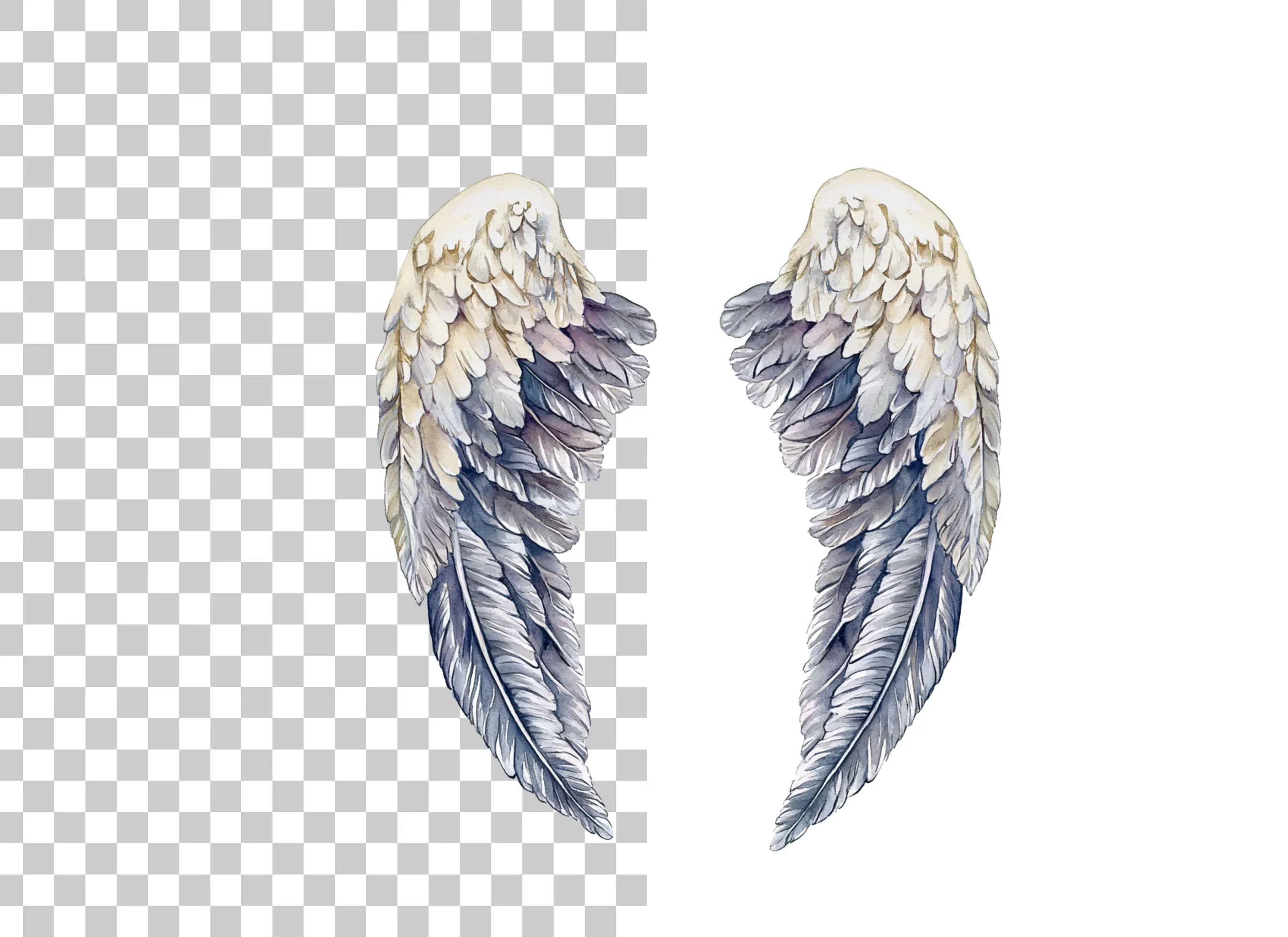 Grey Angel Wings Clipart Bundle - Image 6