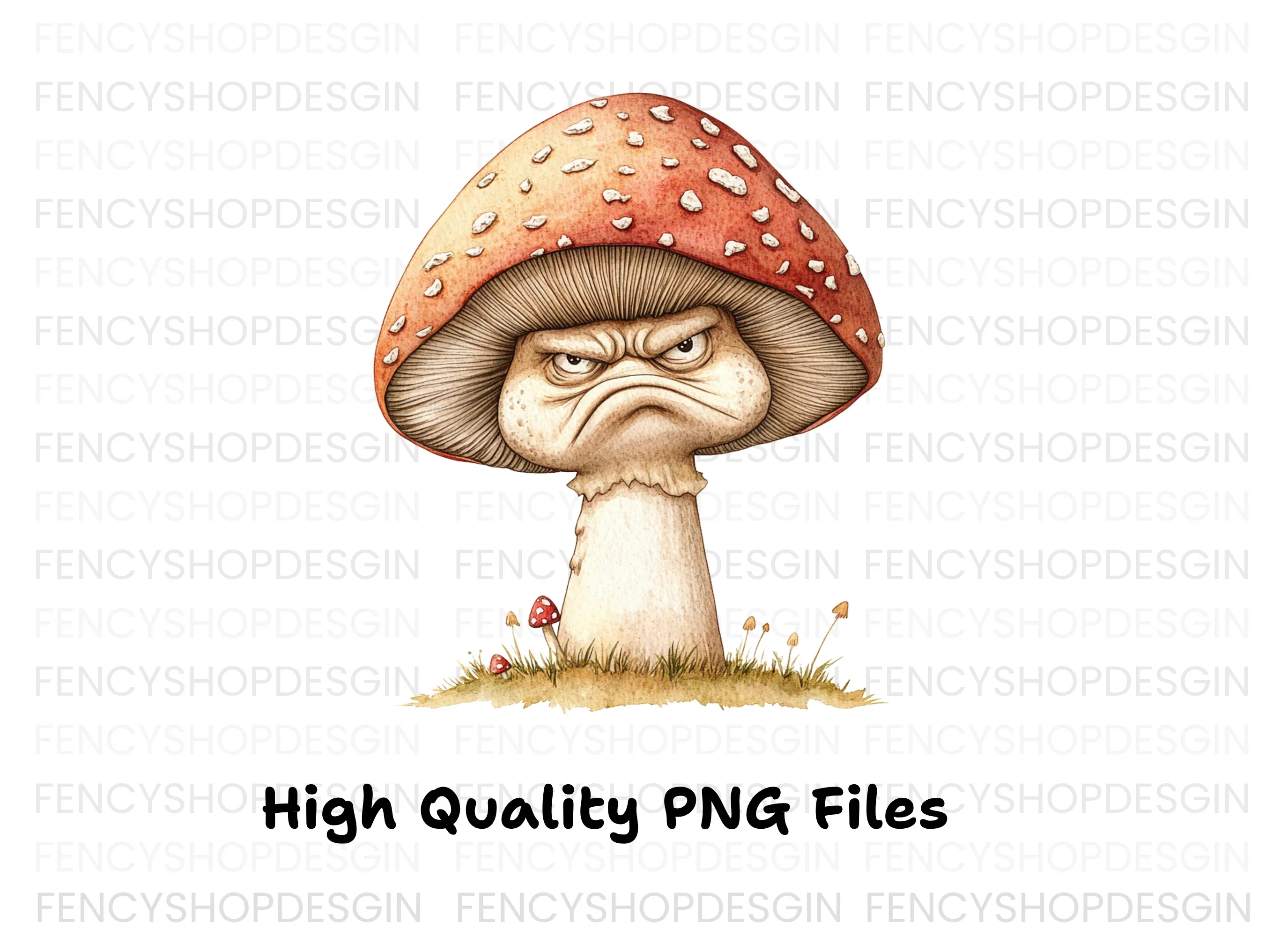 Grumpy Red Mushroom Clipart Bundle - Image 2