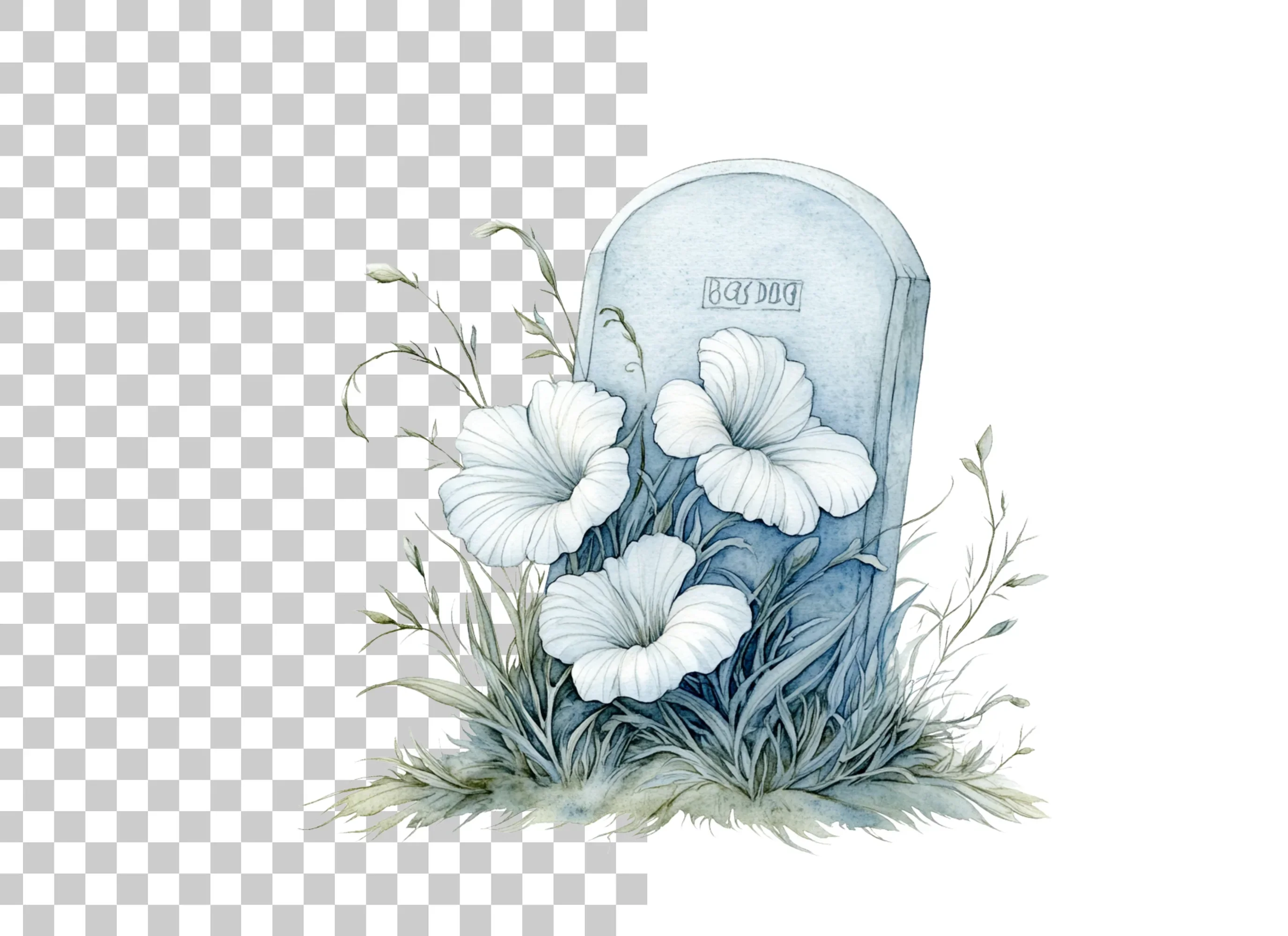 Halloween Gravestone Flowers Clipart Bundle - Image 2