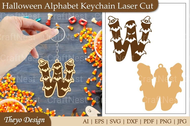 Halloween Keychain Alphabet SVG
