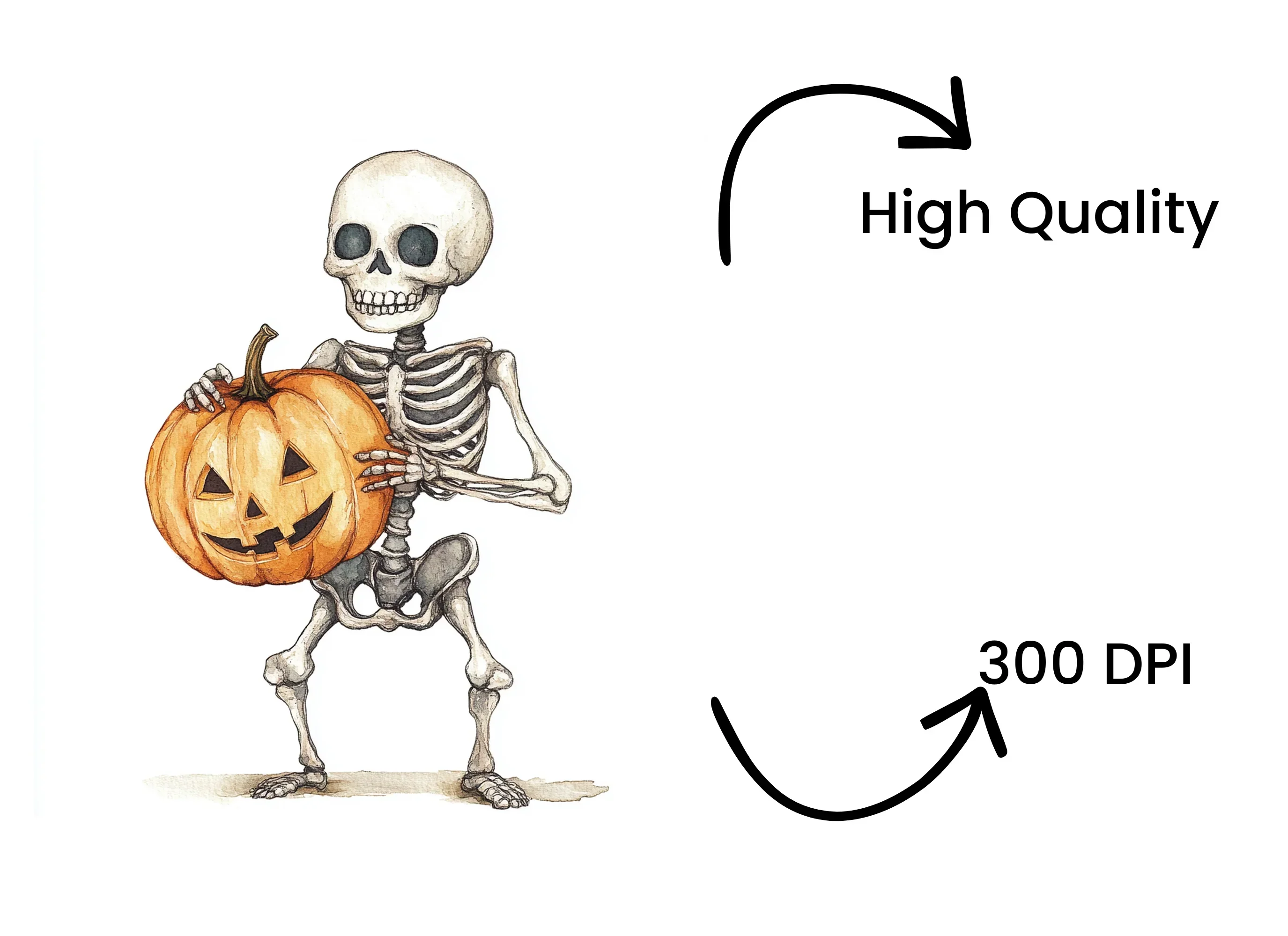 Halloween Skeletons with Pumpkins Clipart Bundle - Image 4