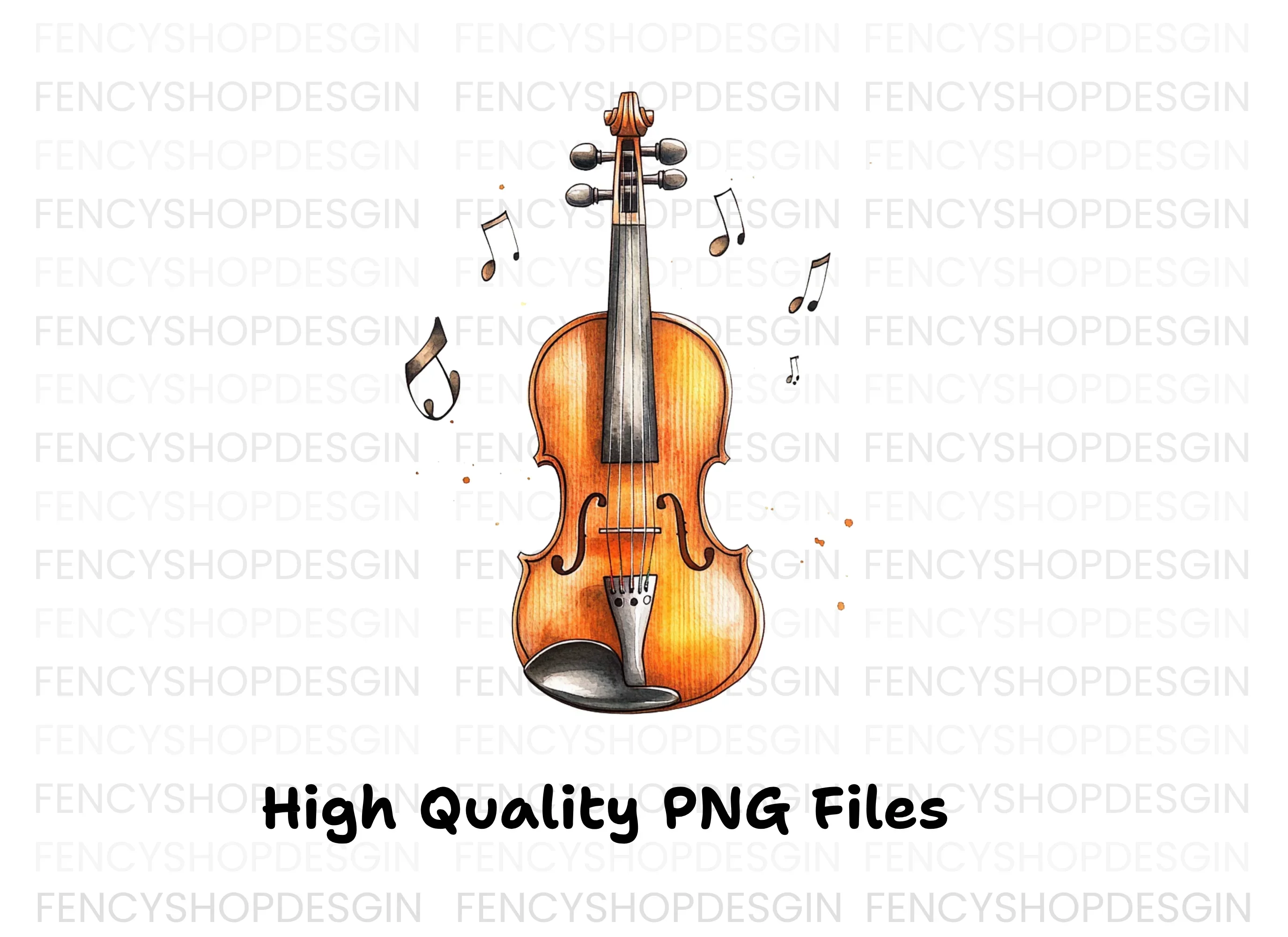 Hand Drawn Violin with Notes Clipart Bundle - Image 4