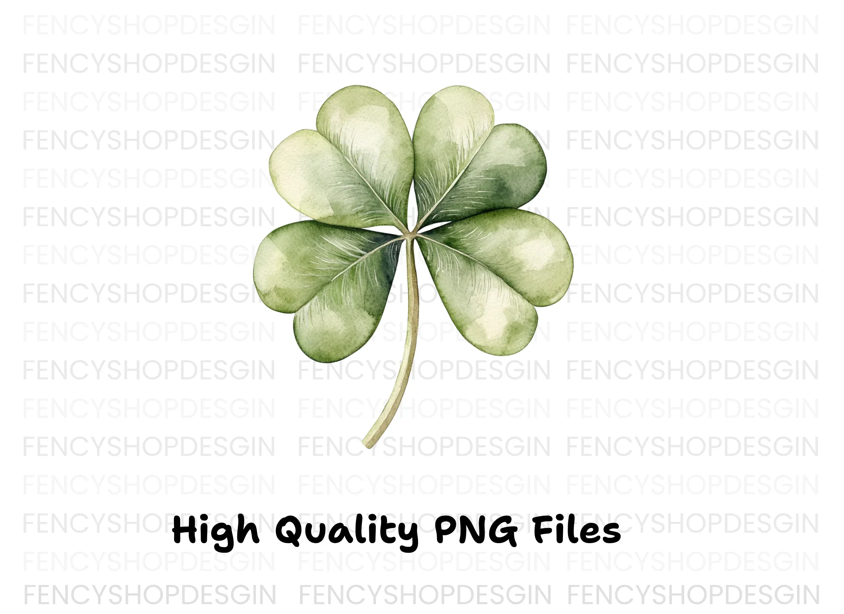 Hand Painted Clover Leaf Illustrations Clipart Bundle - Image 2