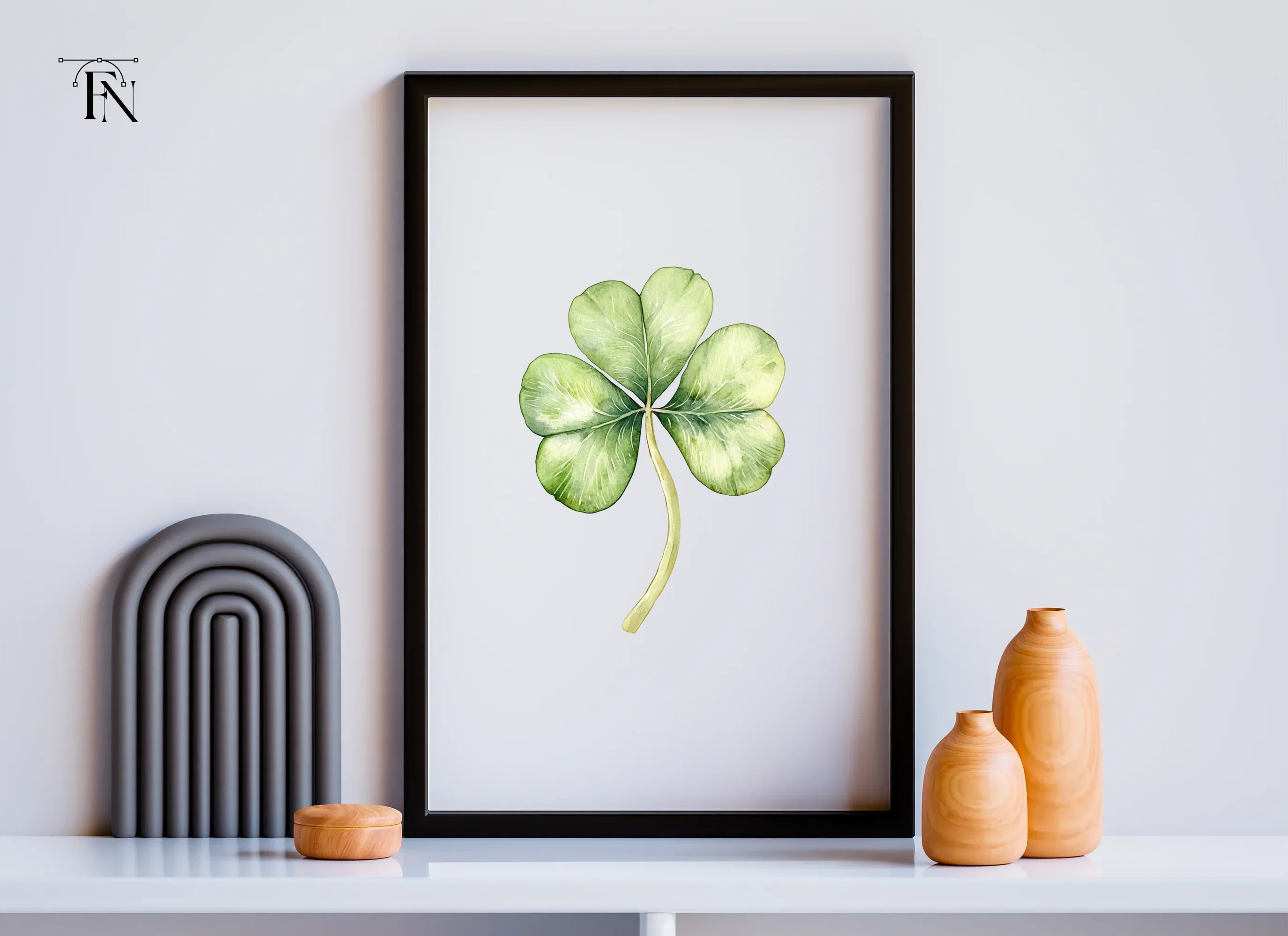 Hand Painted Clover Leaf Illustrations Clipart Bundle - Image 3