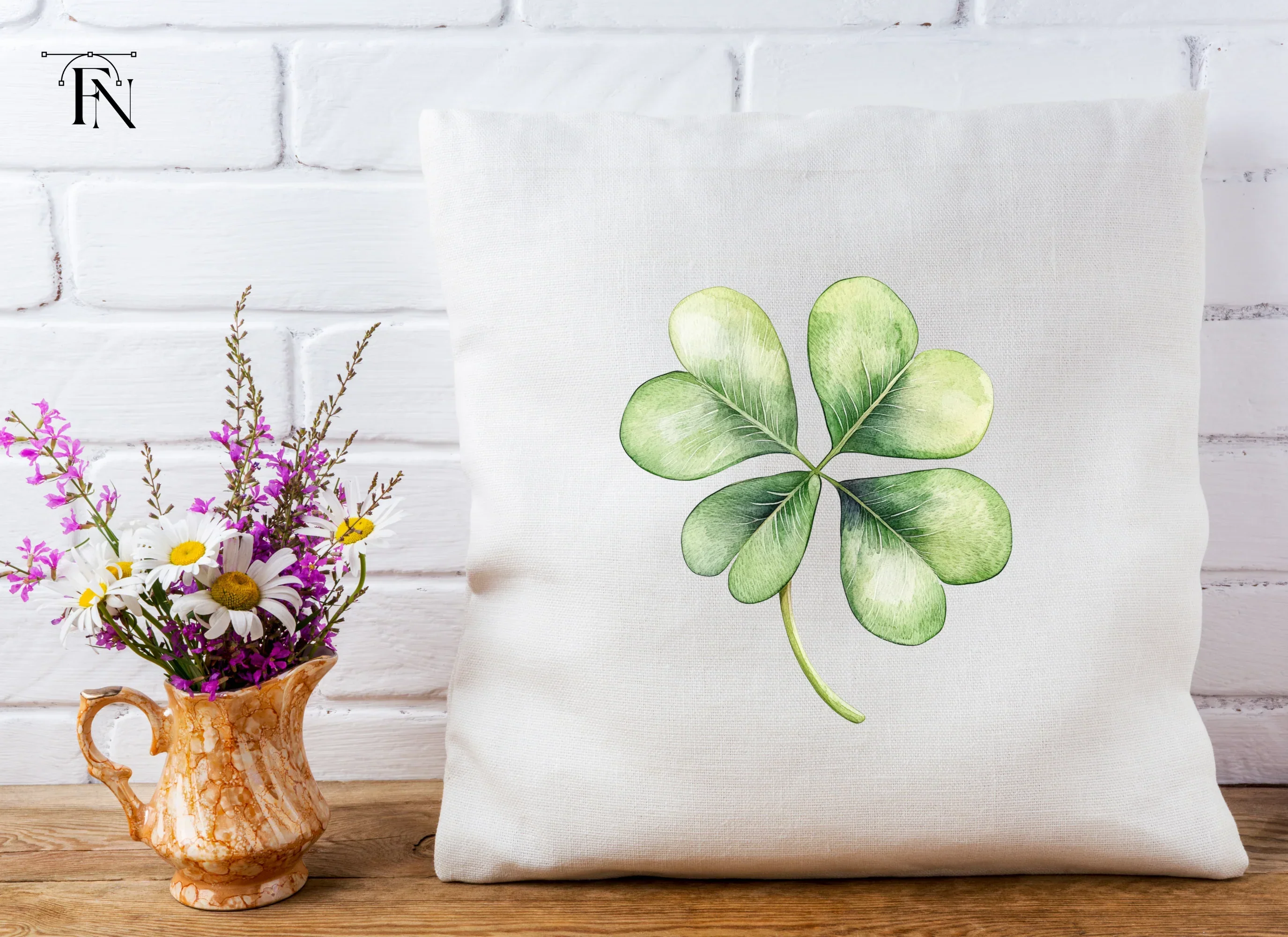 Hand Painted Clover Leaf Illustrations Clipart Bundle - Image 4
