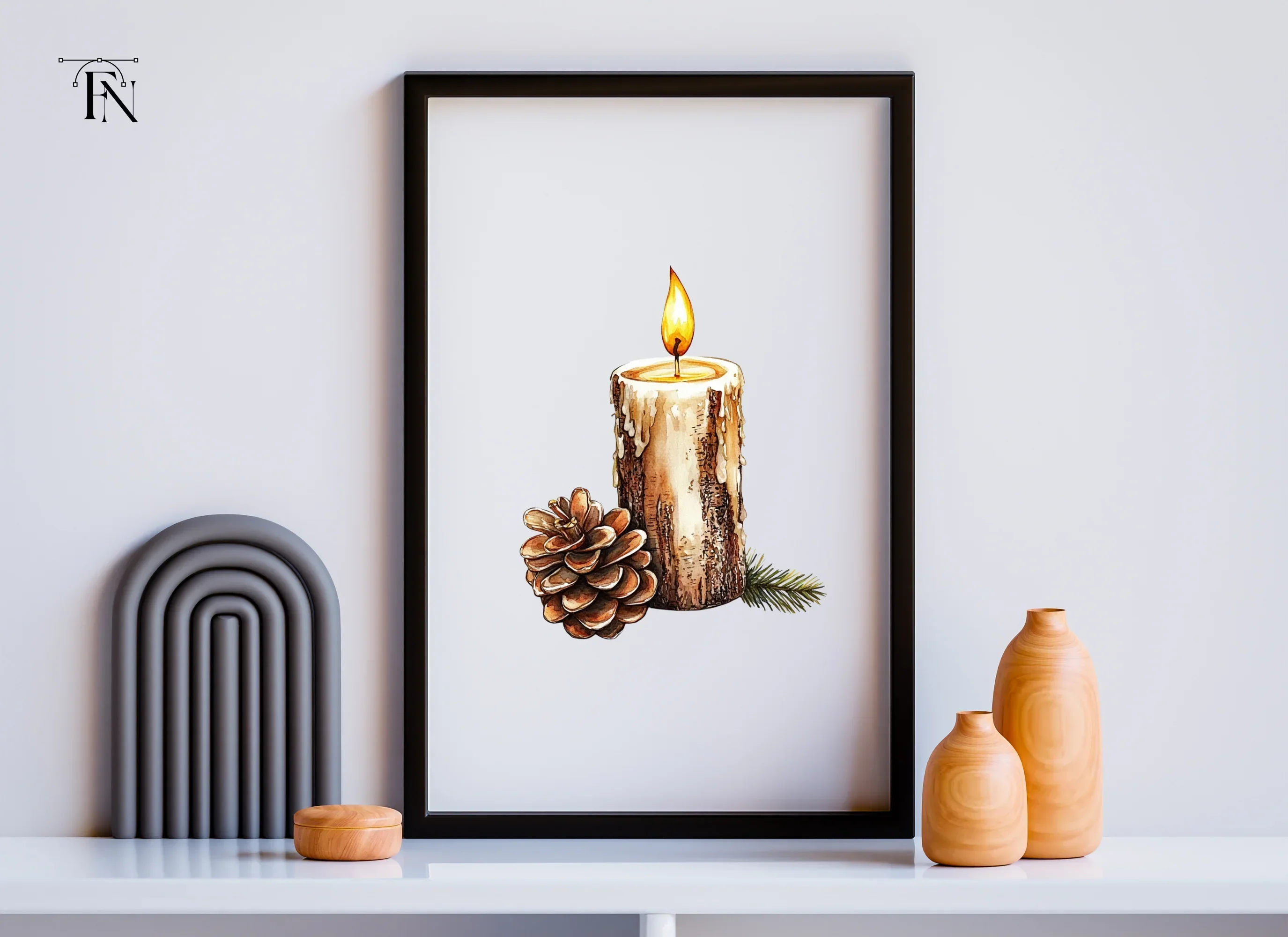 Hand Painted Holiday Candle Clipart Bundle - Image 3
