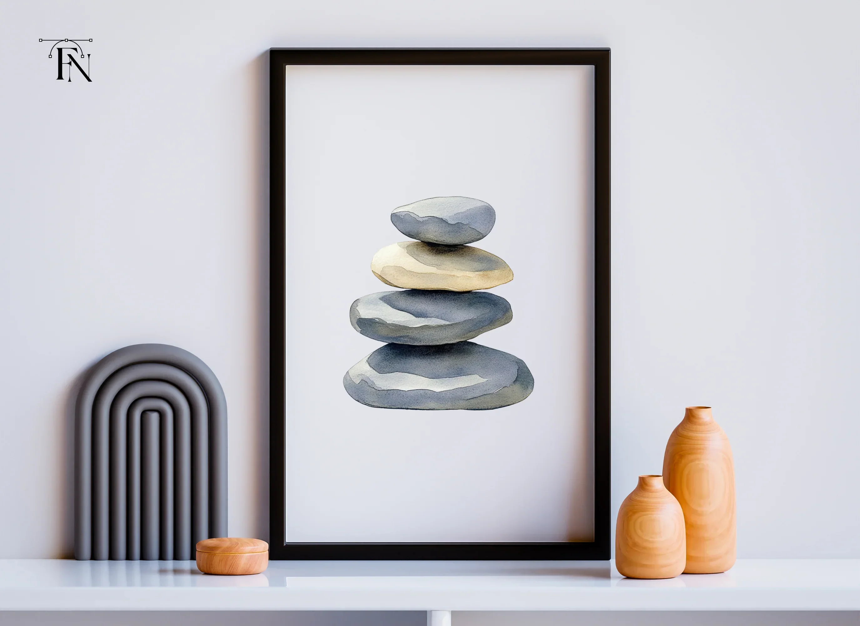 Hand Painted Rock Stacks Clipart Bundle - Image 4