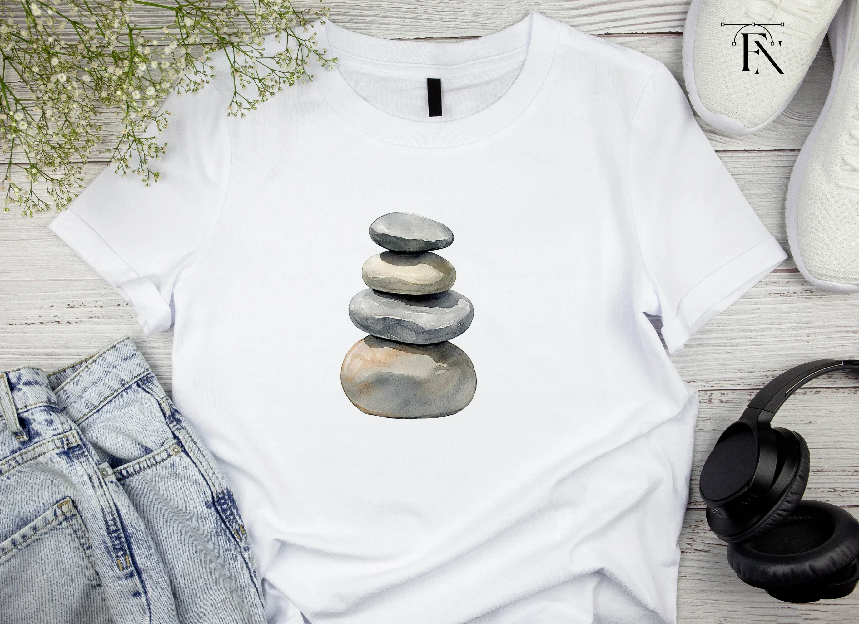 Hand Painted Rock Stacks Clipart Bundle - Image 5