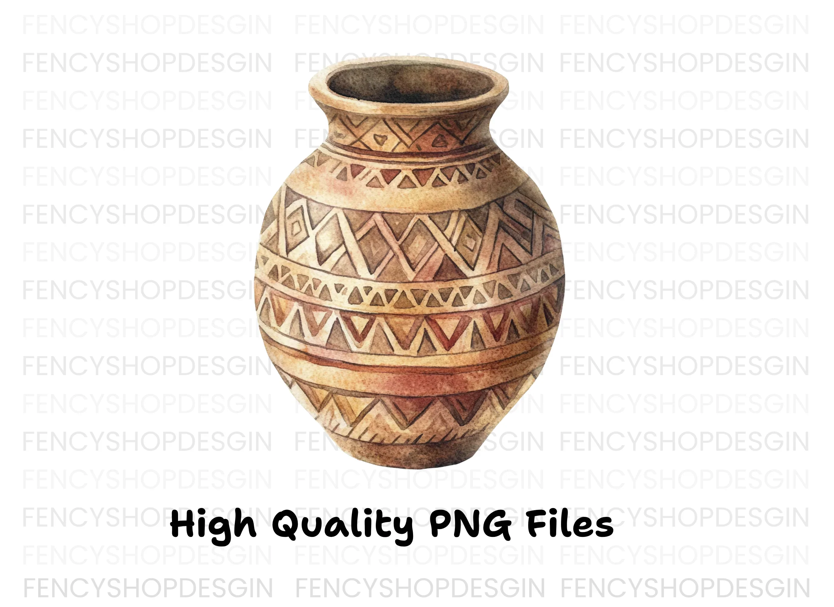 Hand Painted Tribal Clay Pots Clipart Bundle - Image 3