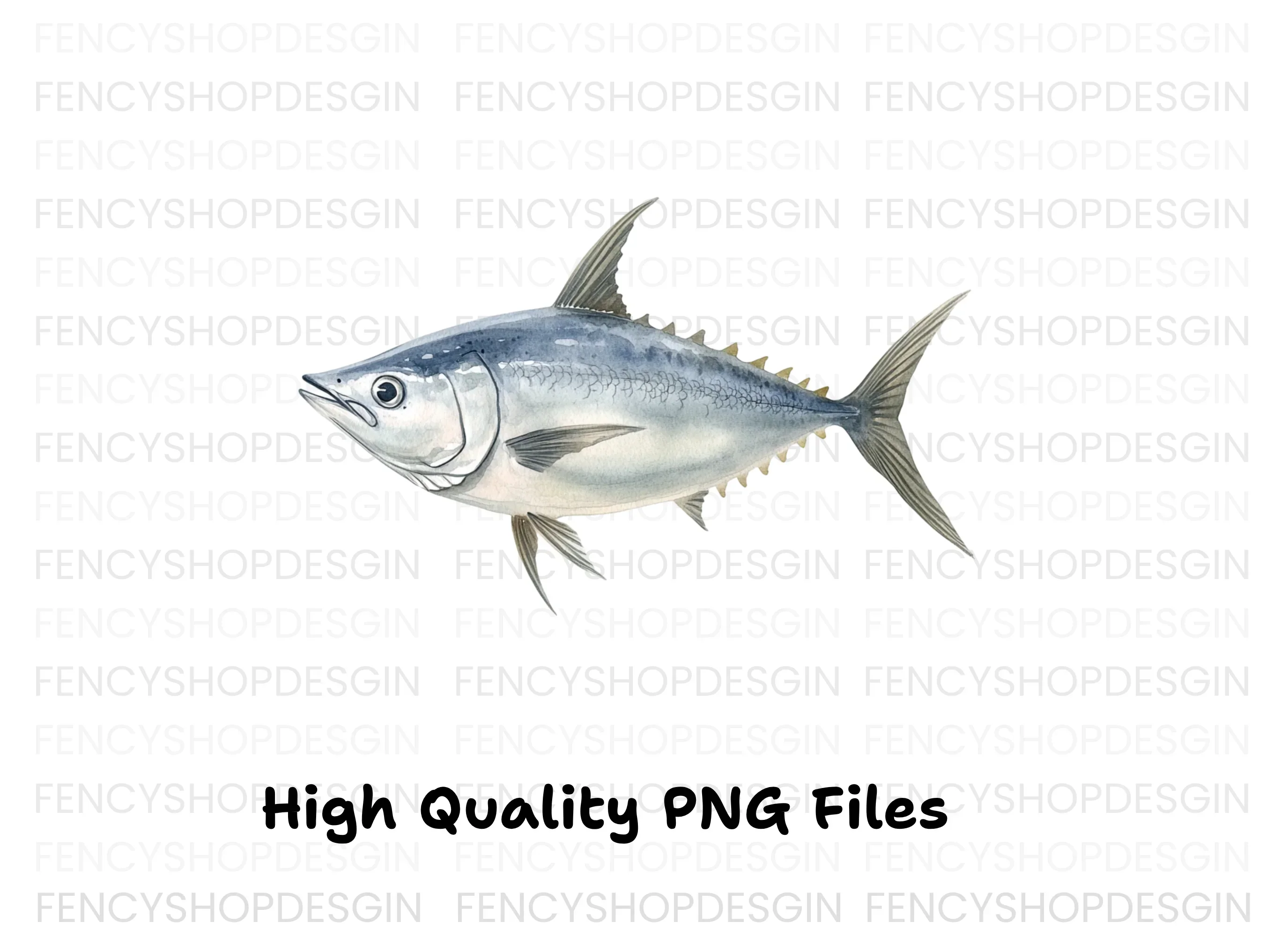 Hand Painted Tuna Clipart Bundle - Image 2