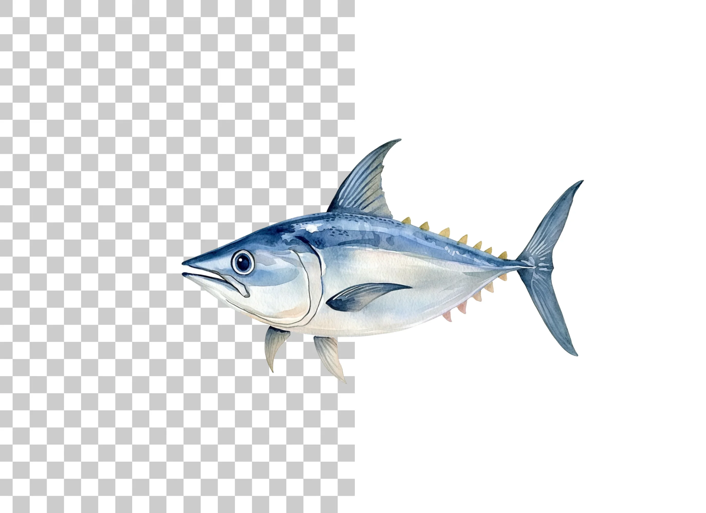 Hand Painted Tuna Clipart Bundle - Image 6
