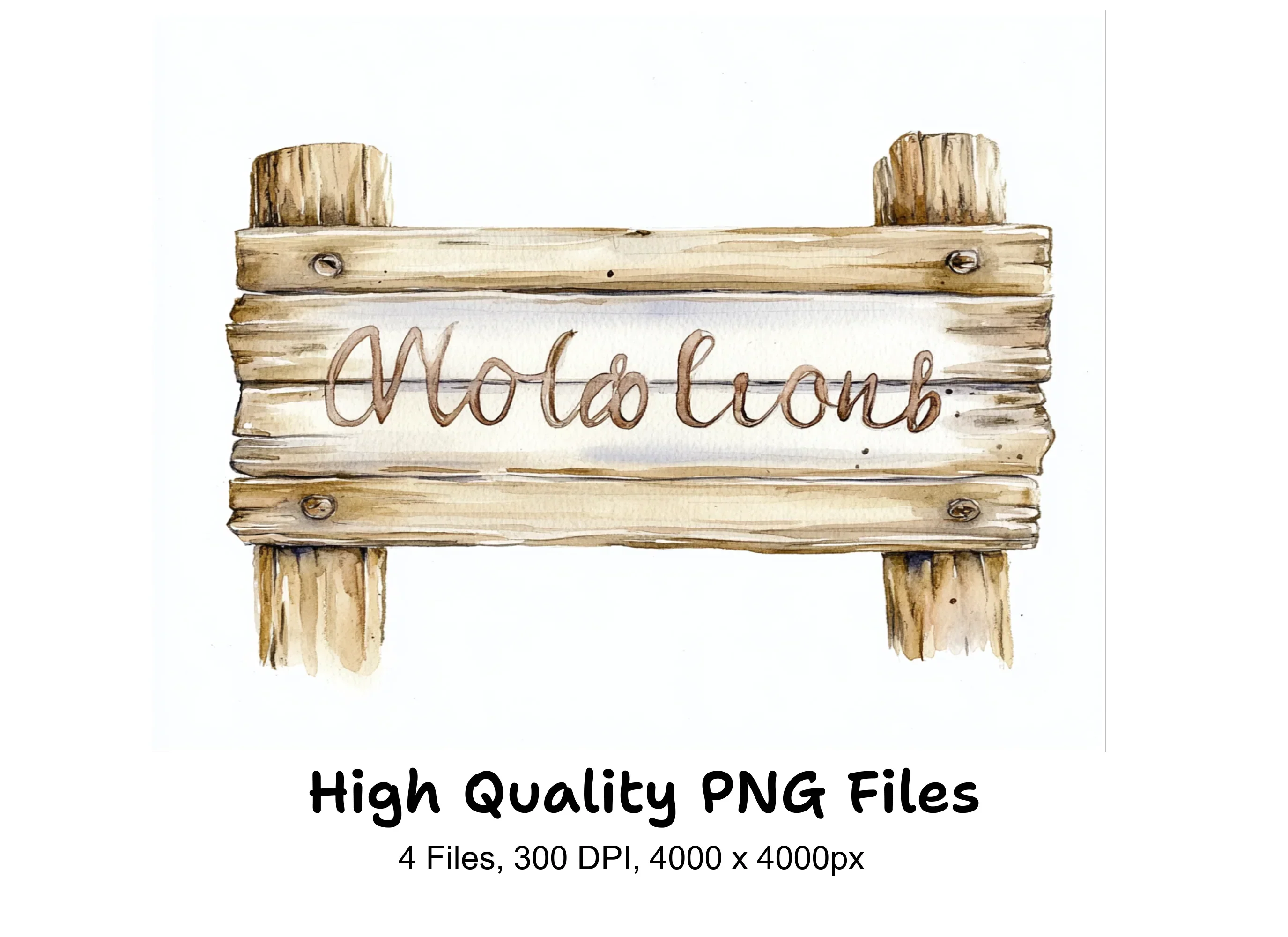 Hand Painted Wooden Boards Clipart Bundle