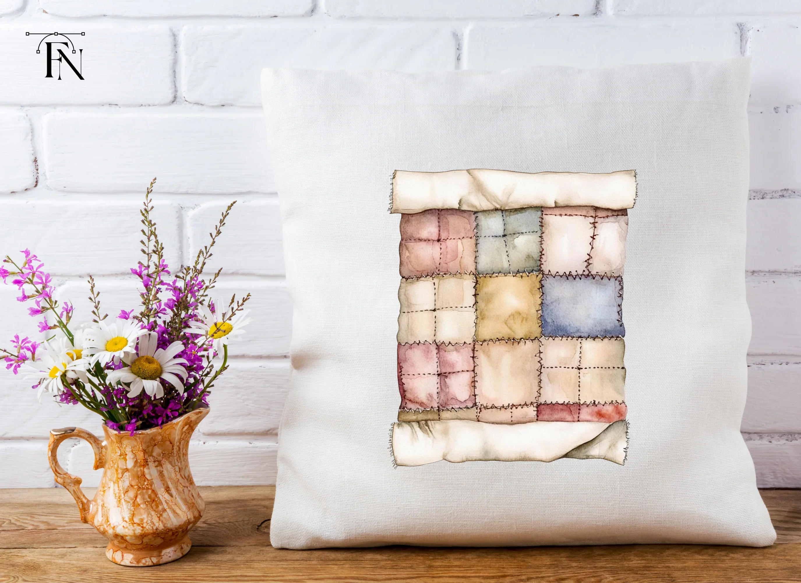 Hand Stitched Patchwork Quilt Clipart Bundle - Image 3