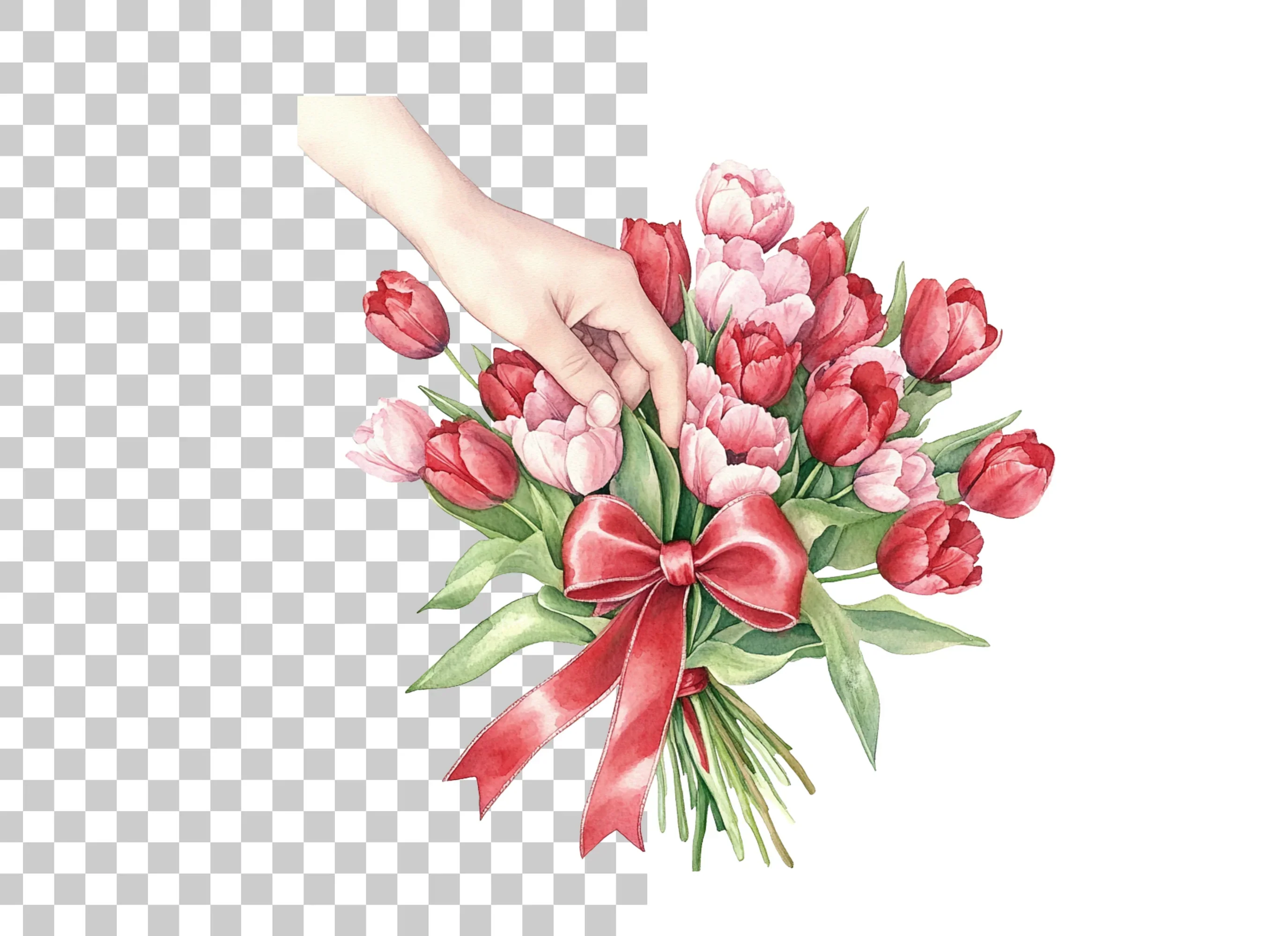 Hand Tying Tulip Bouquet Clipart Bundle - Image 2