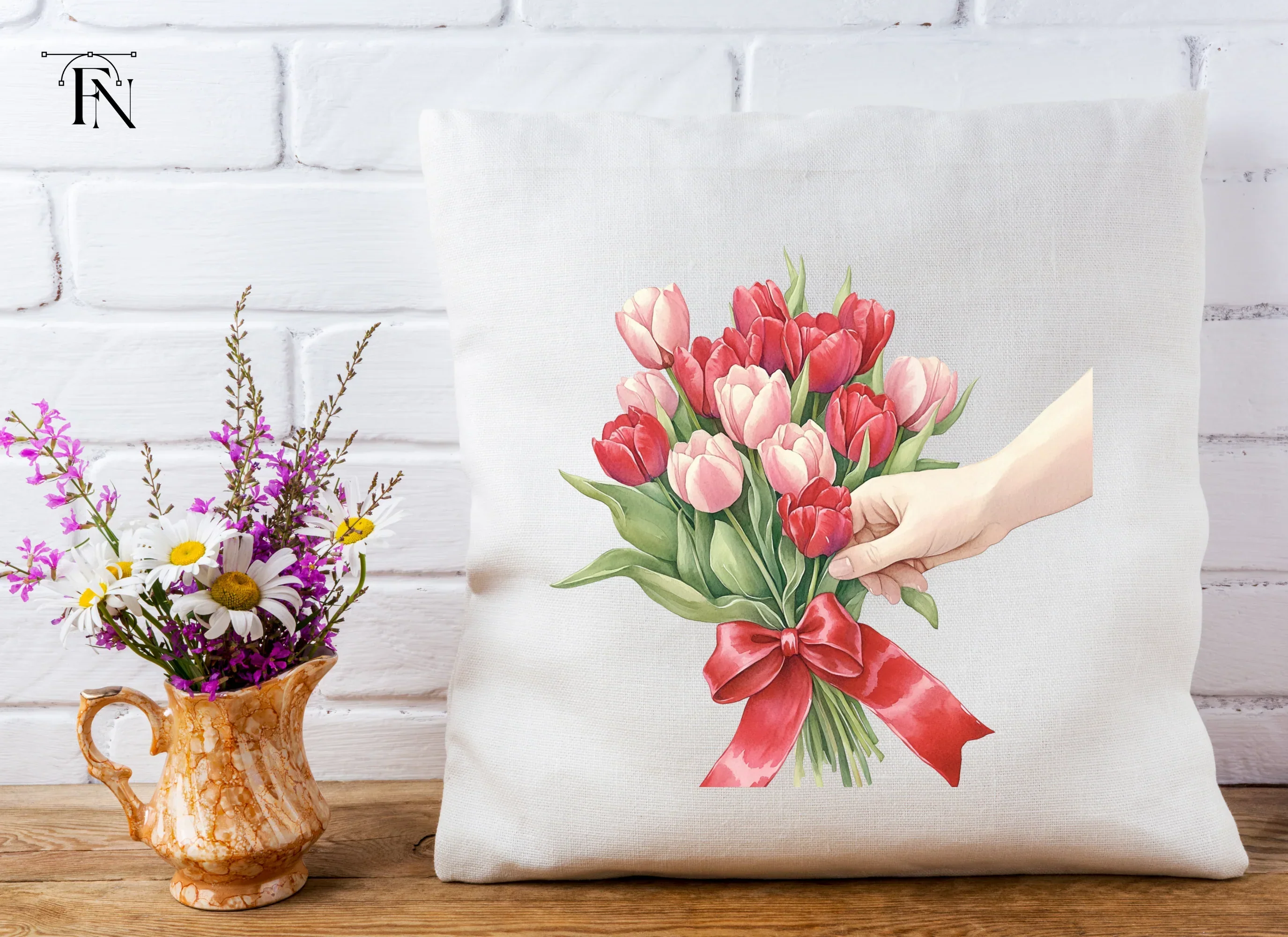 Hand Tying Tulip Bouquet Clipart Bundle - Image 5