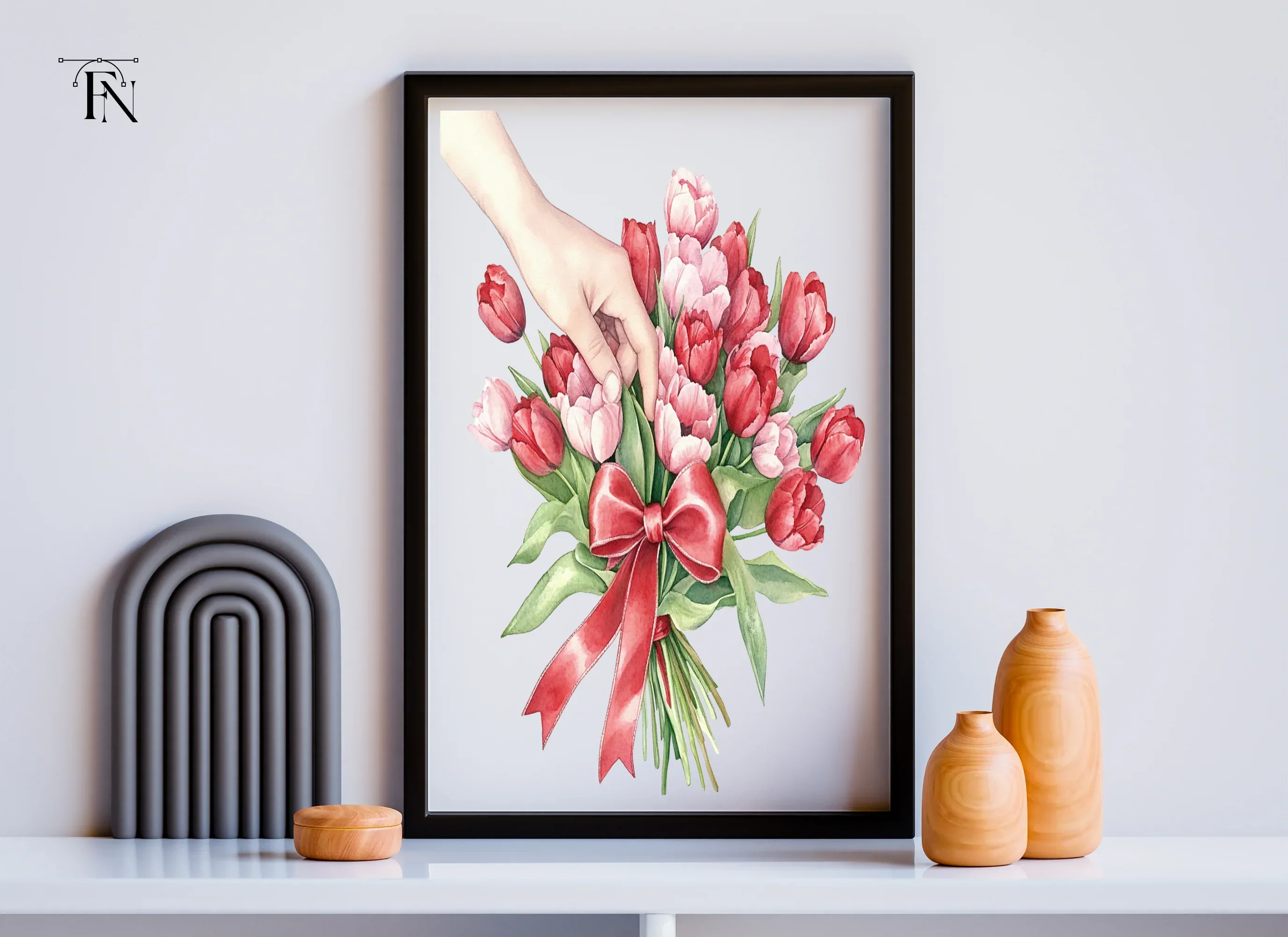 Hand Tying Tulip Bouquet Clipart Bundle - Image 6