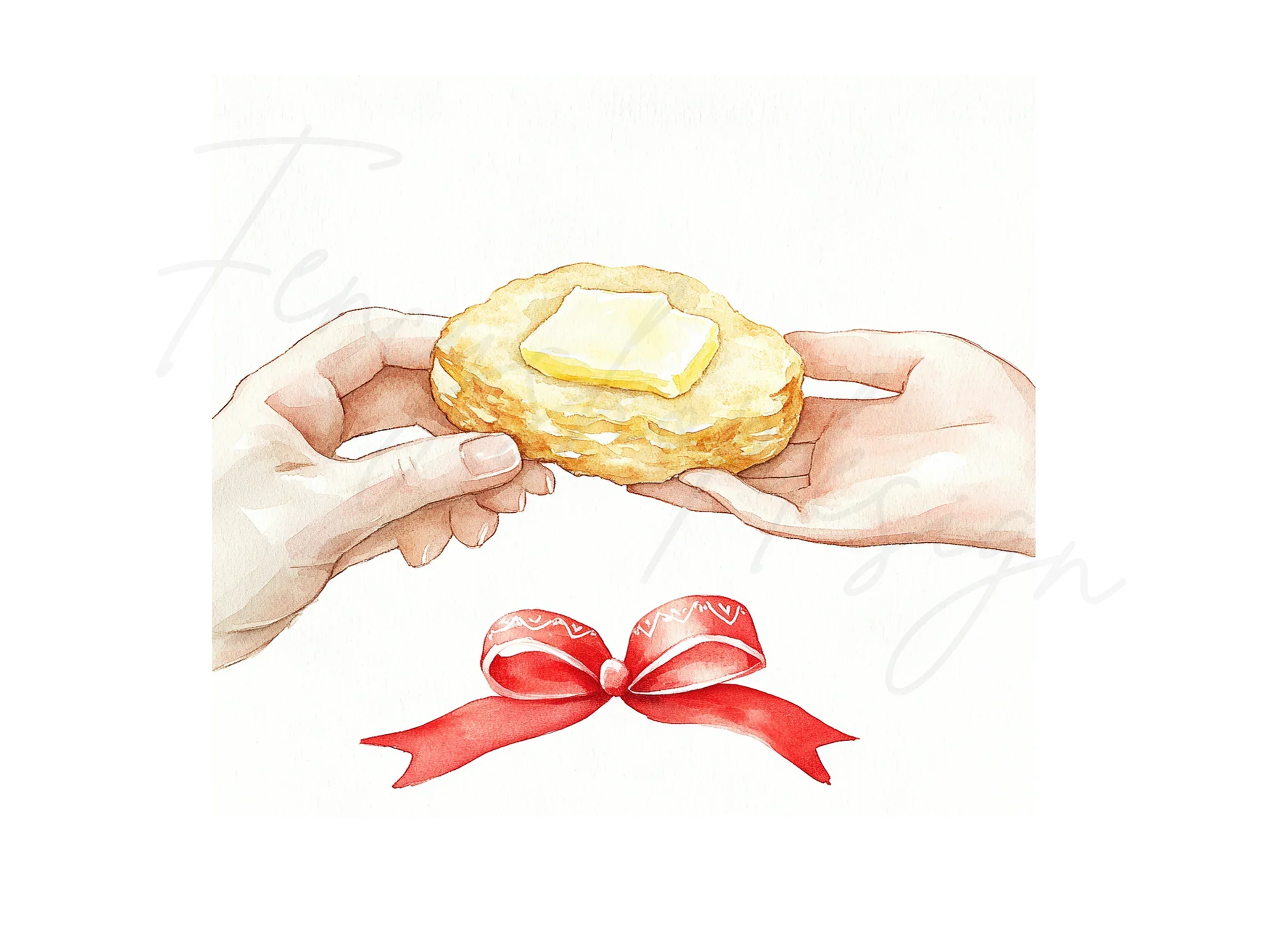 Hands Holding Biscuits with Ribbons Clipart Bundle - Image 2