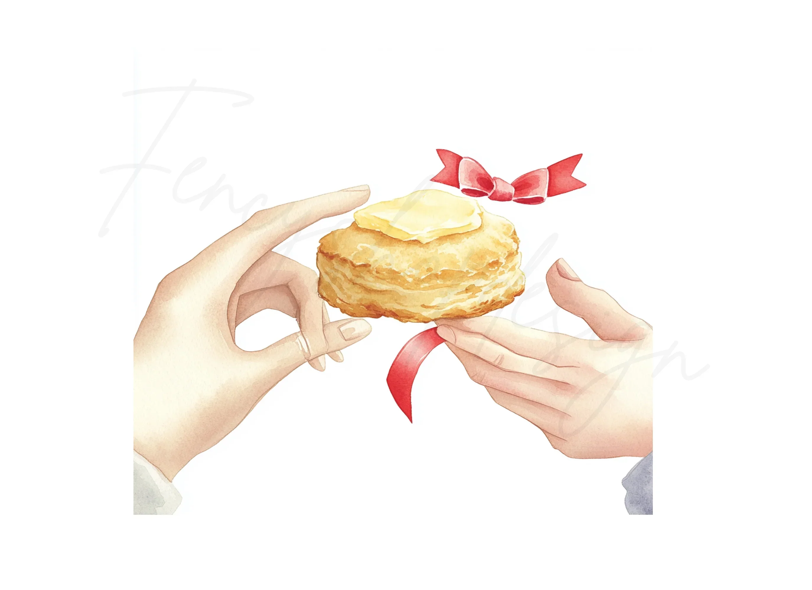 Hands Holding Biscuits with Ribbons Clipart Bundle - Image 3