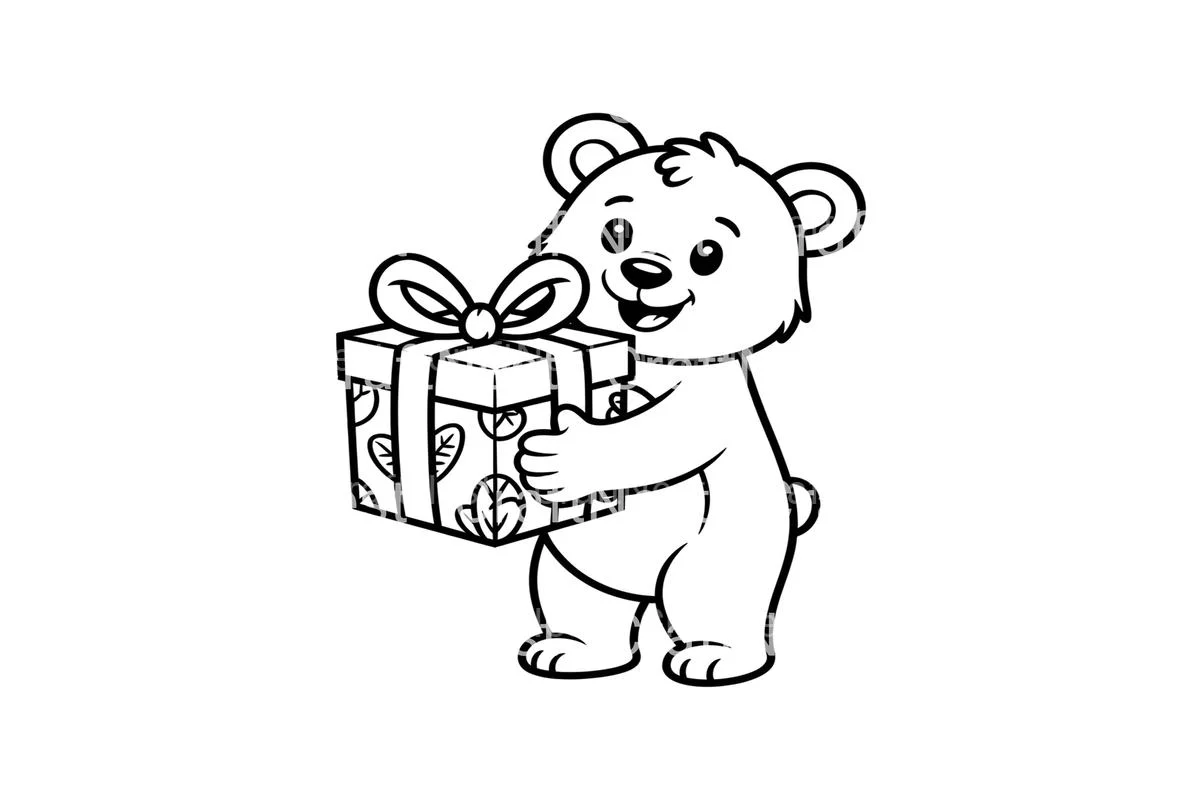 Happy Bear with Gift Box Coloring Books - Image 3