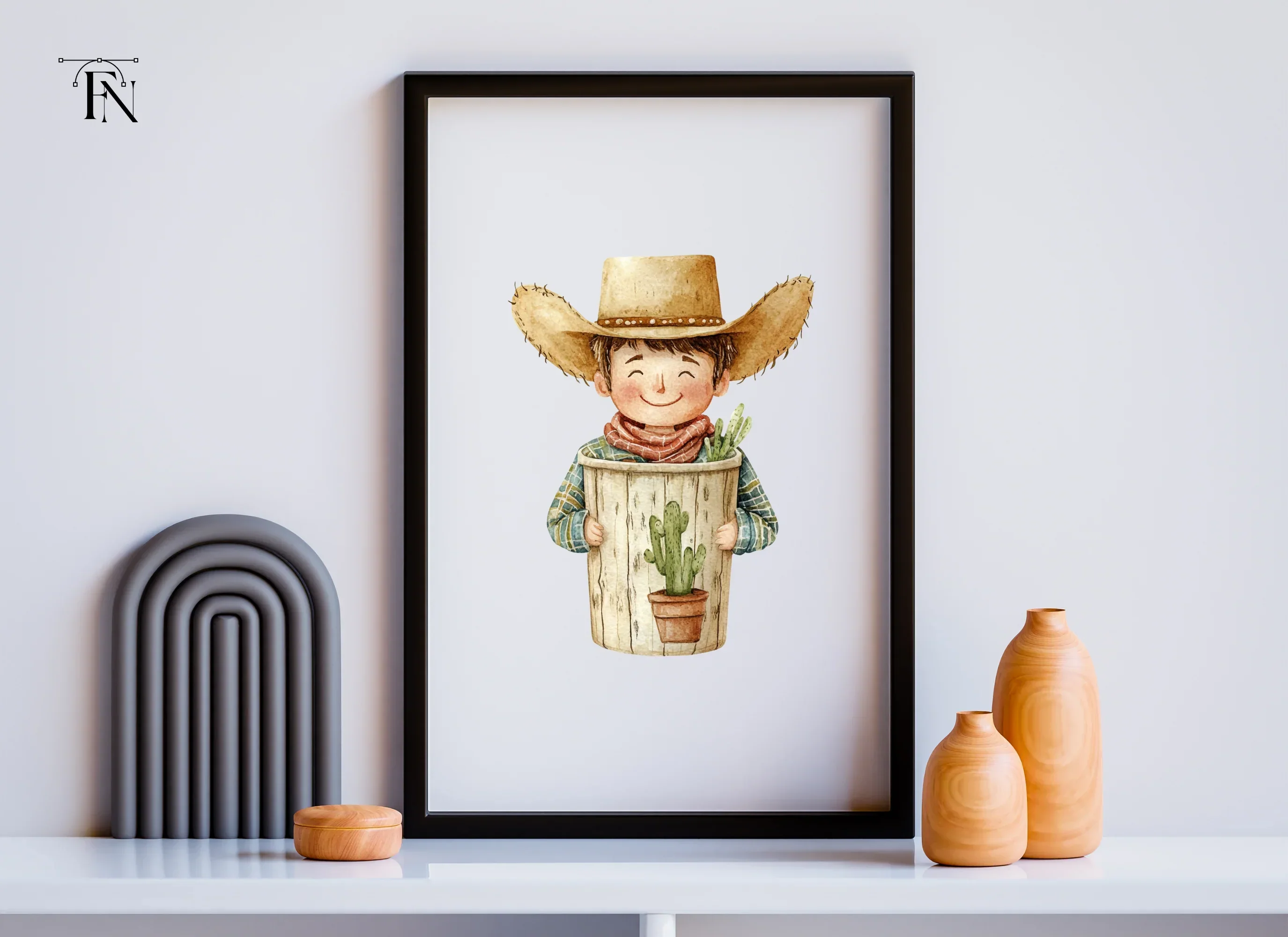 Happy Boy with Cactus Pot Clipart Bundle - Image 3