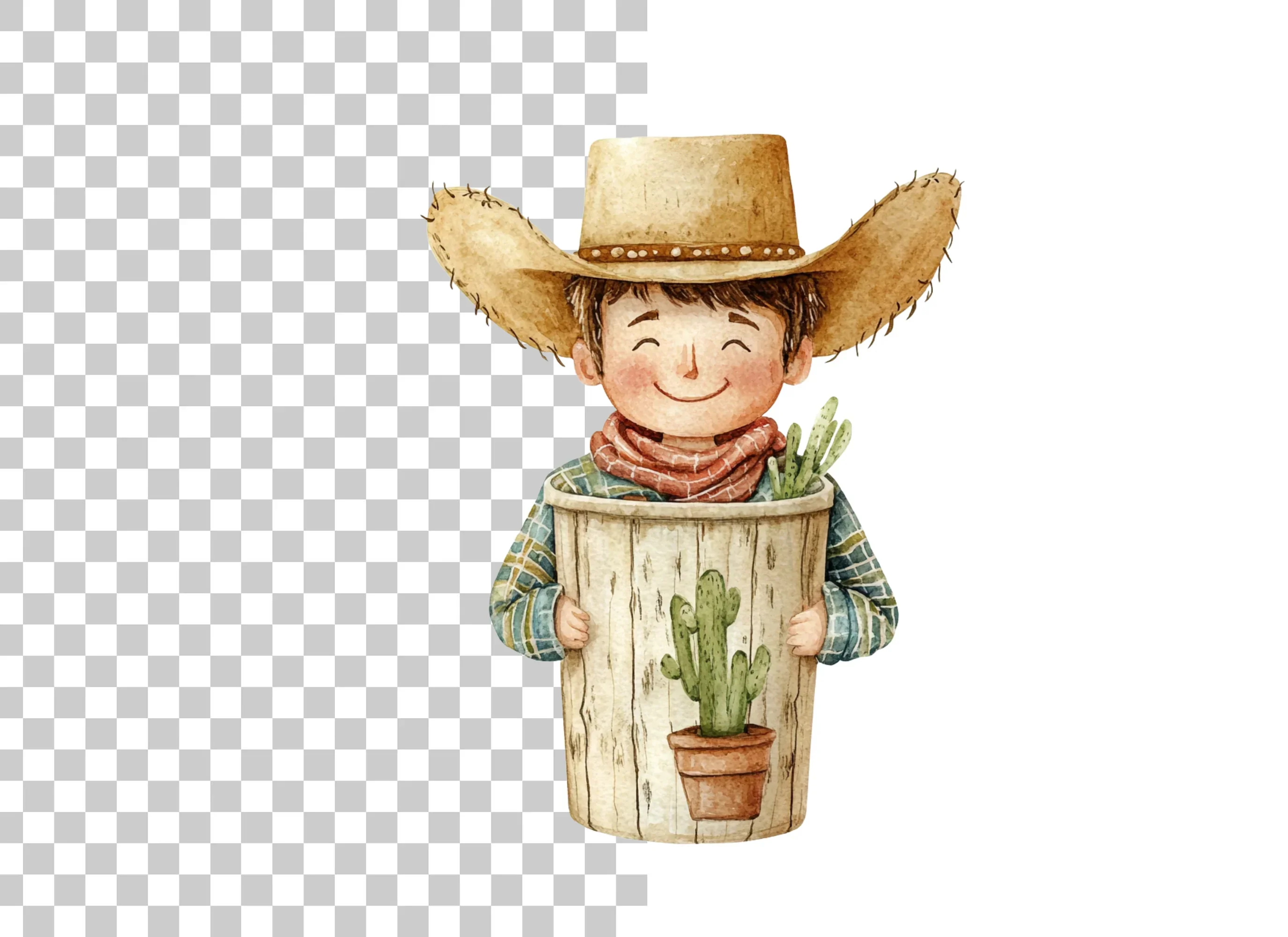 Happy Boy with Cactus Pot Clipart Bundle - Image 6