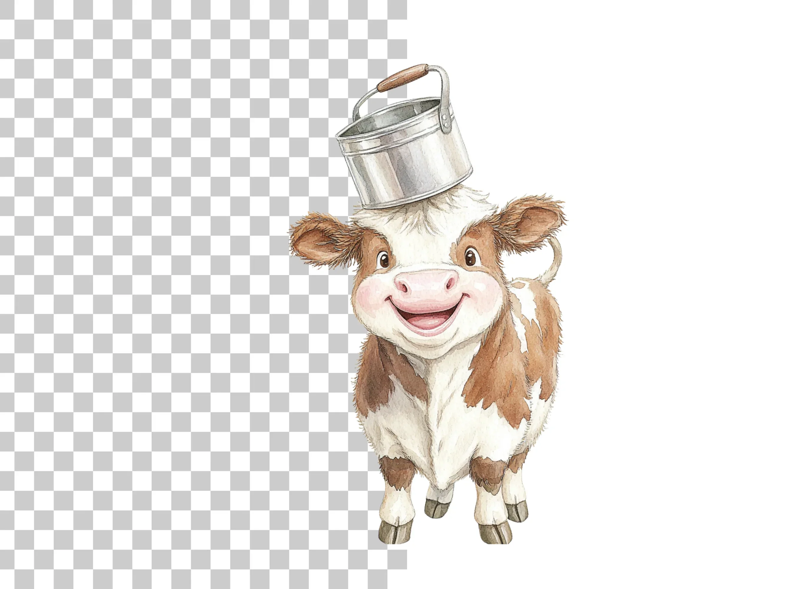 Happy Calves with Milk Pails Clipart Bundle - Image 2