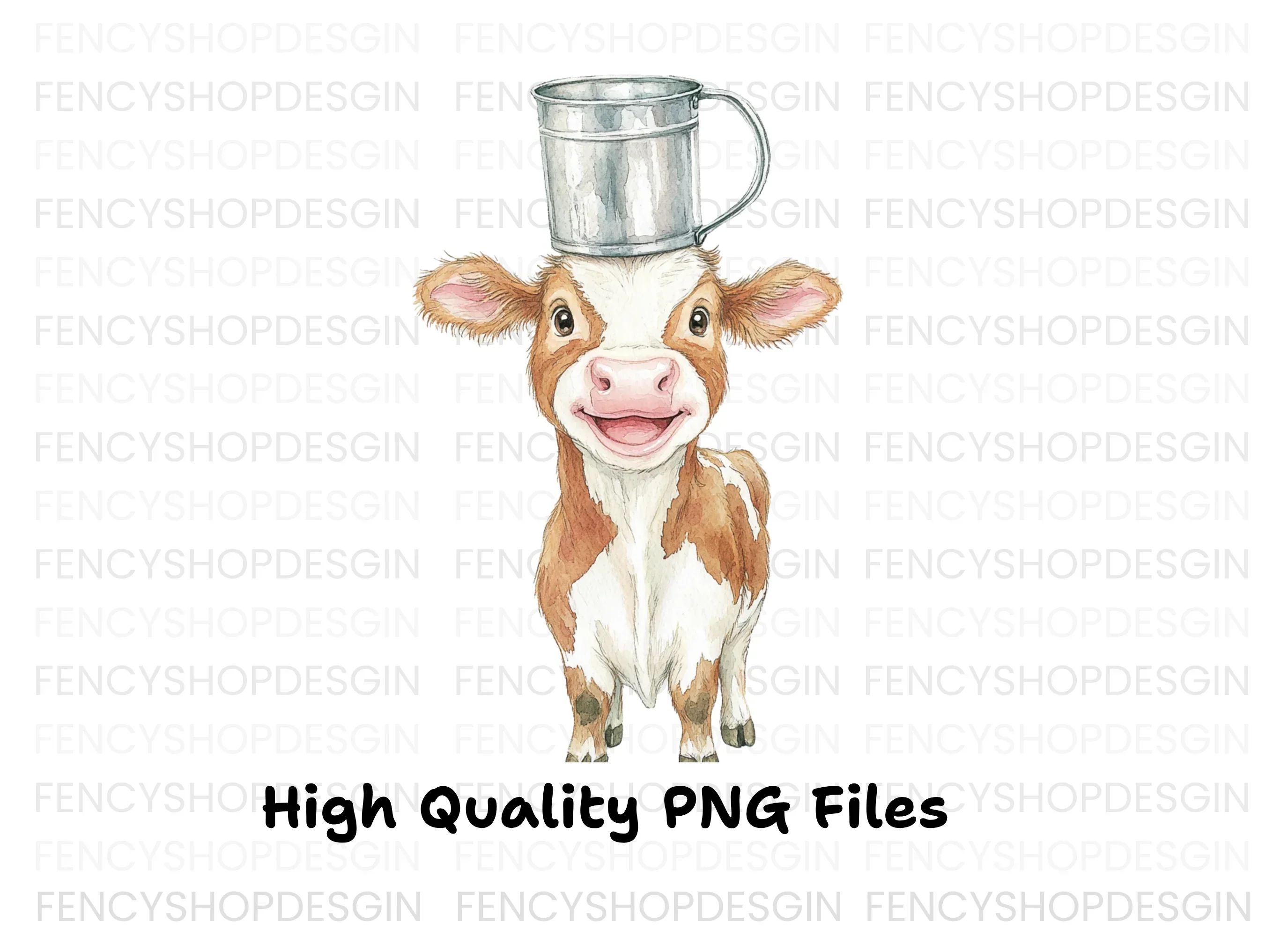 Happy Calves with Milk Pails Clipart Bundle - Image 3
