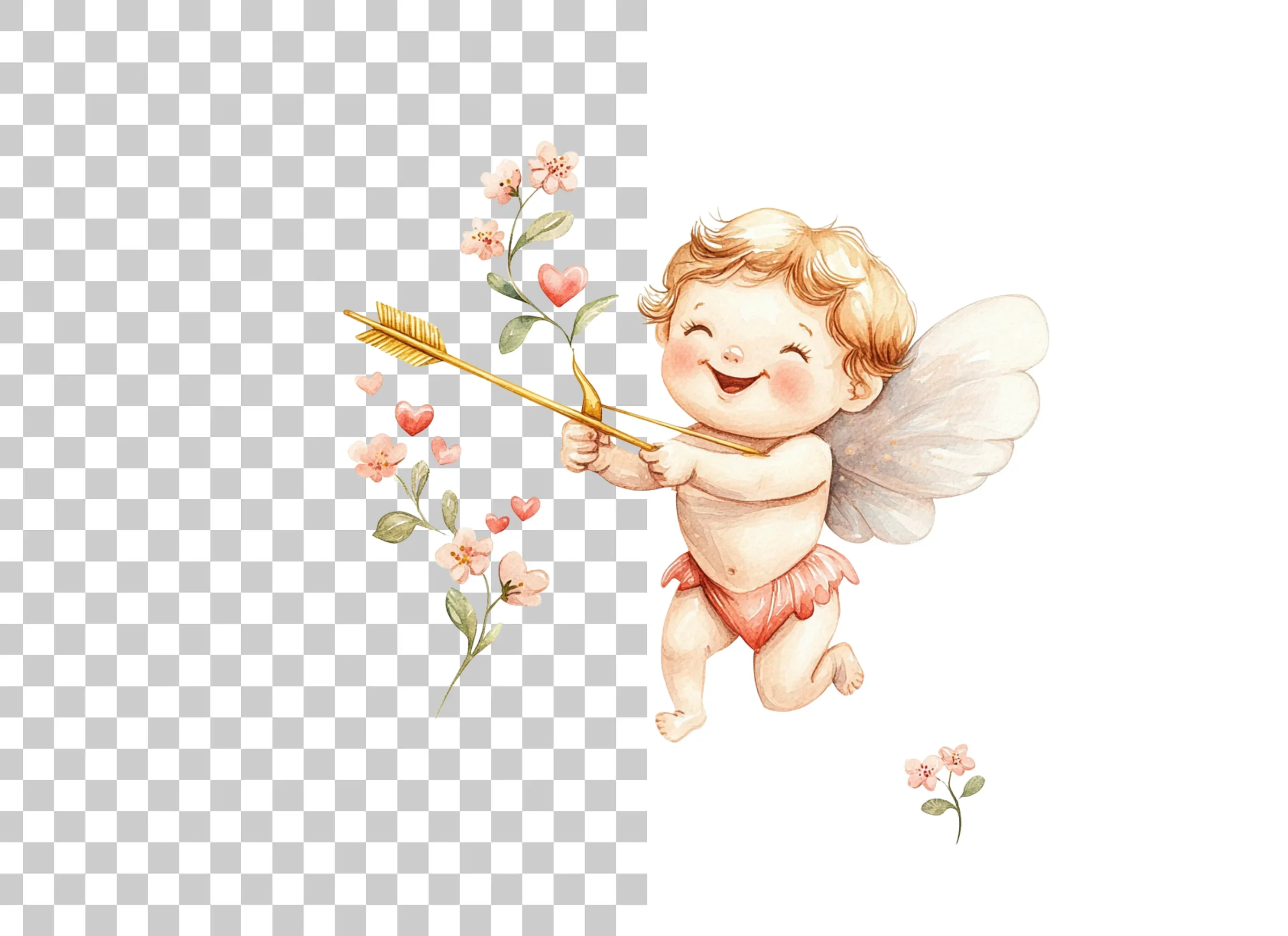 Happy Cupid Floral Elements Clipart Bundle - Image 2