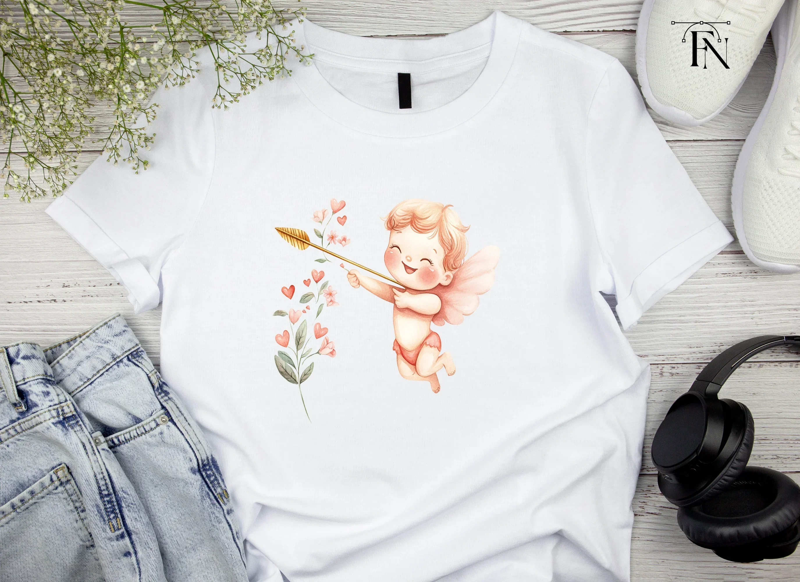 Happy Cupid Floral Elements Clipart Bundle - Image 4