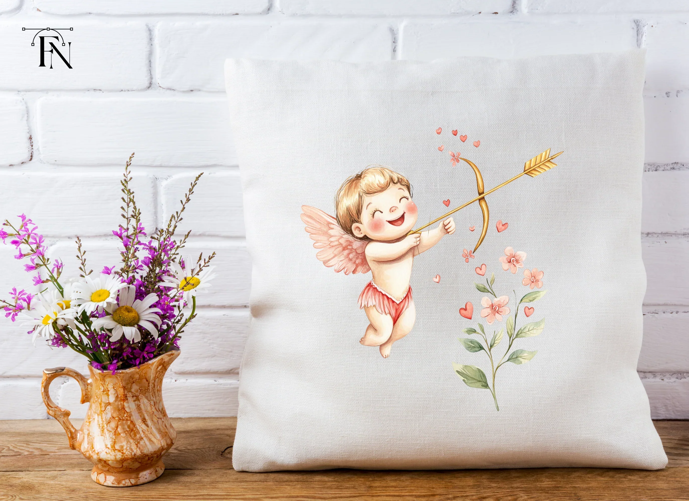 Happy Cupid Floral Elements Clipart Bundle - Image 5