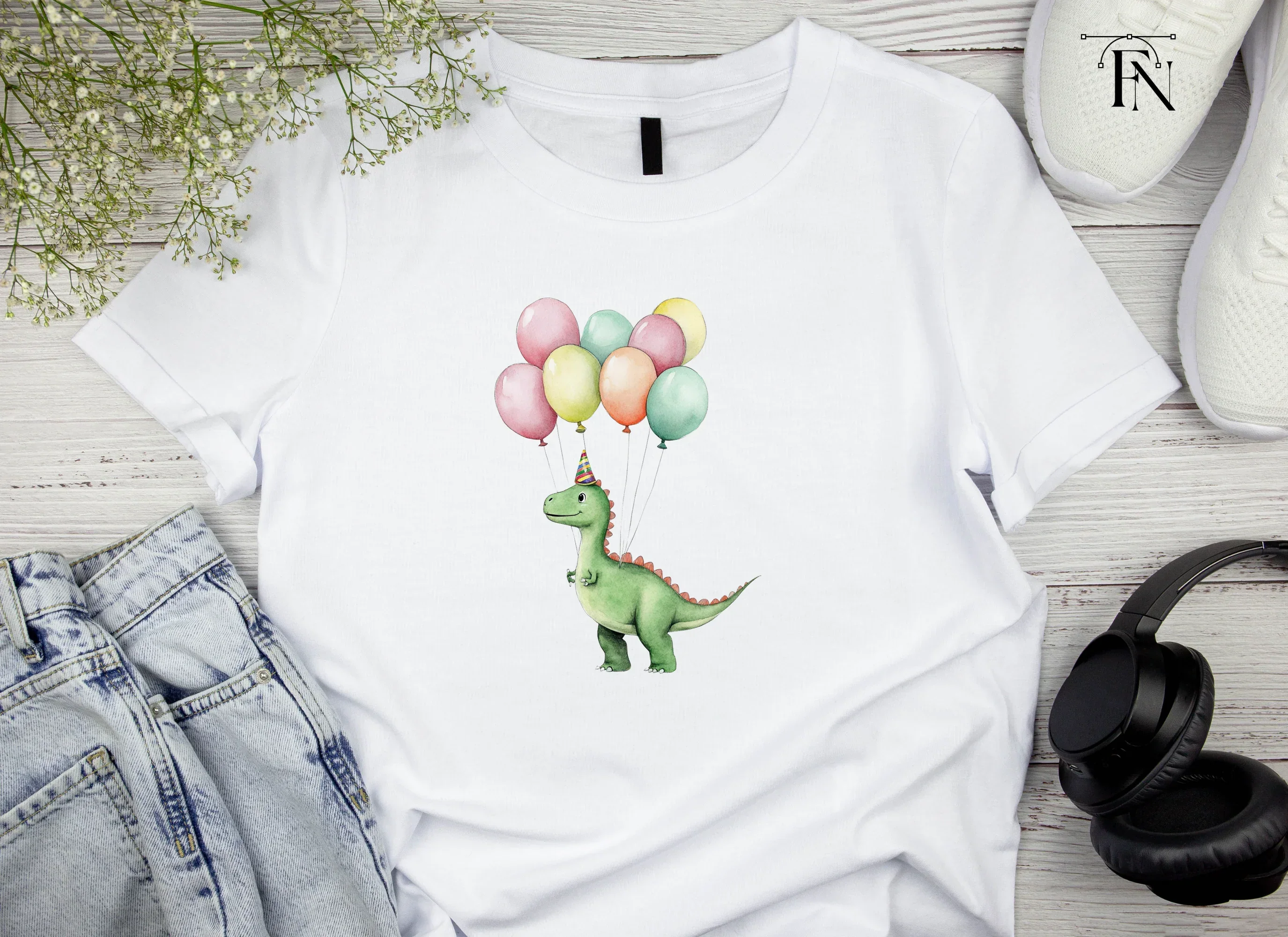 Happy Dinosaur with Balloons Clipart Bundle - Image 5
