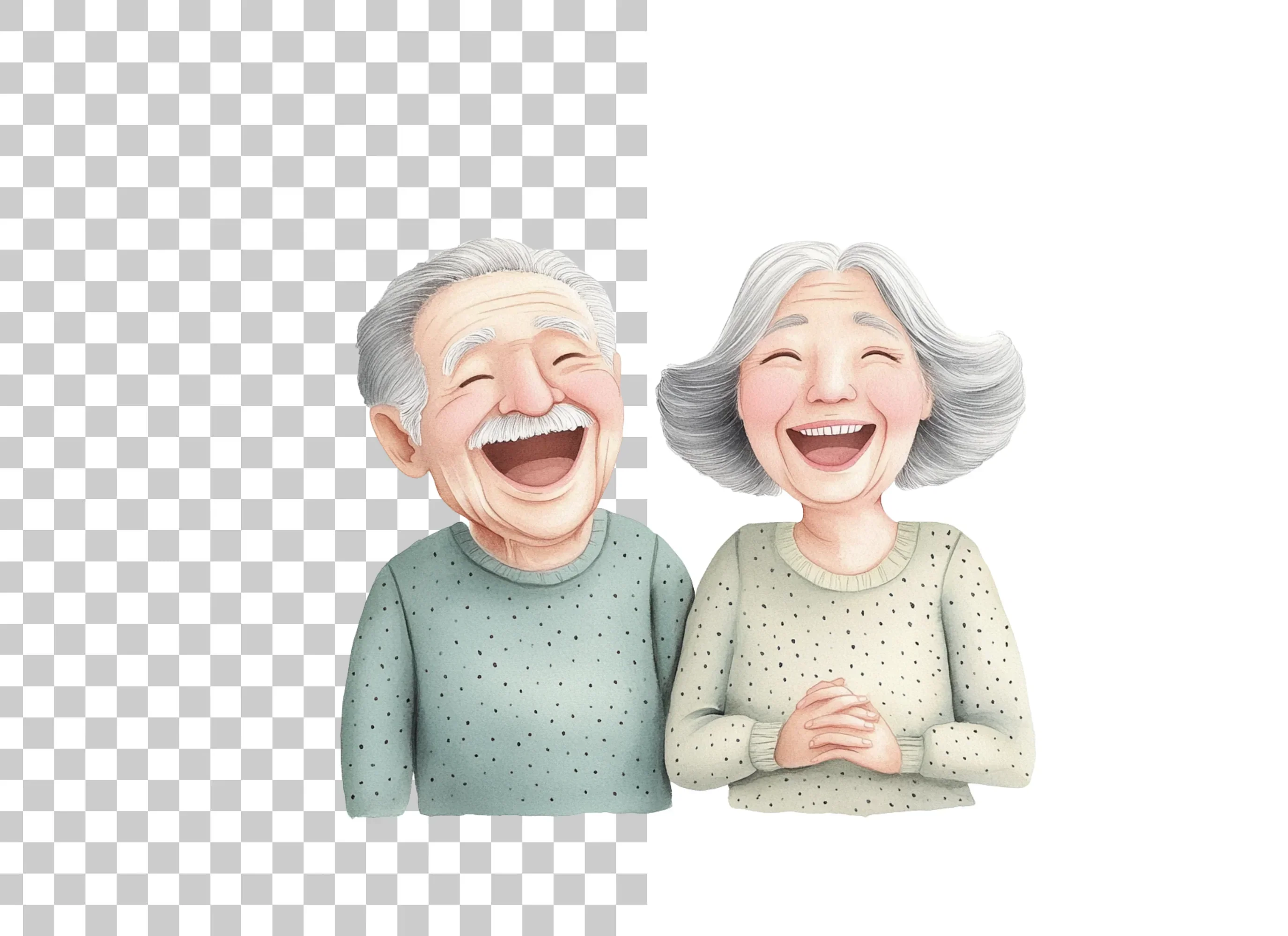 Happy Elderly Couple Clipart Bundle - Image 2