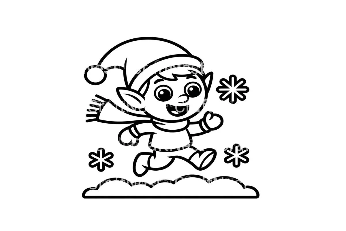 Happy Elf in Snow Coloring Books - Image 4