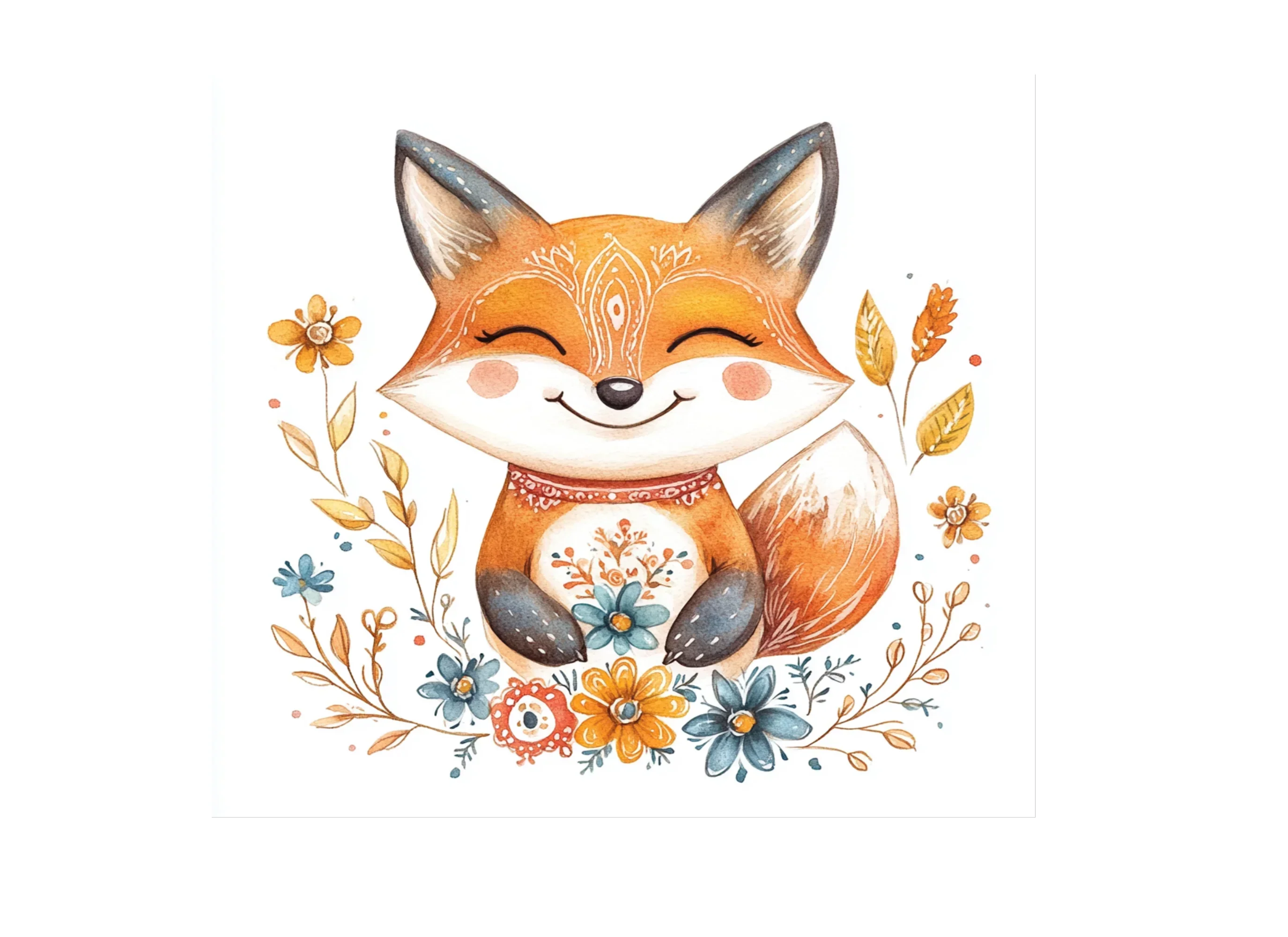 Happy Fox in Floral Egg Clipart Bundle - Image 3