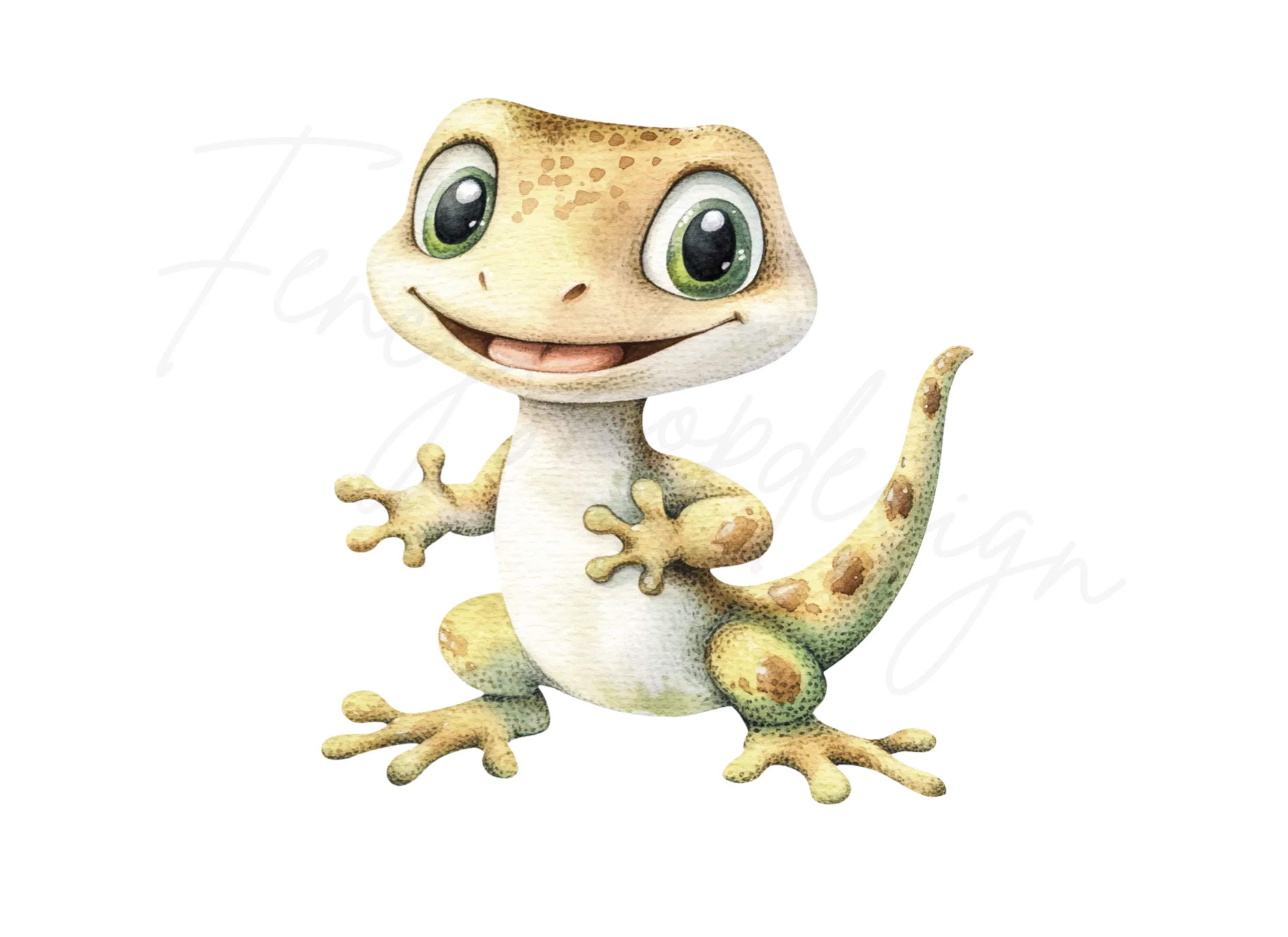 Happy Gecko Lizard Cartoon Clipart Bundle - Image 2
